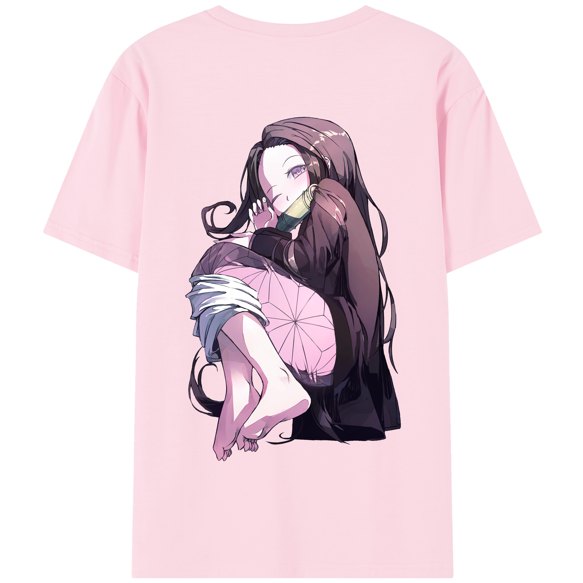 （画像用） 鬼滅の刃（きめつのやいば）竈門 禰󠄀豆子／かまど ねずこ Kamado Nezuko 綿100％半袖Tシャツ（背面プリント）