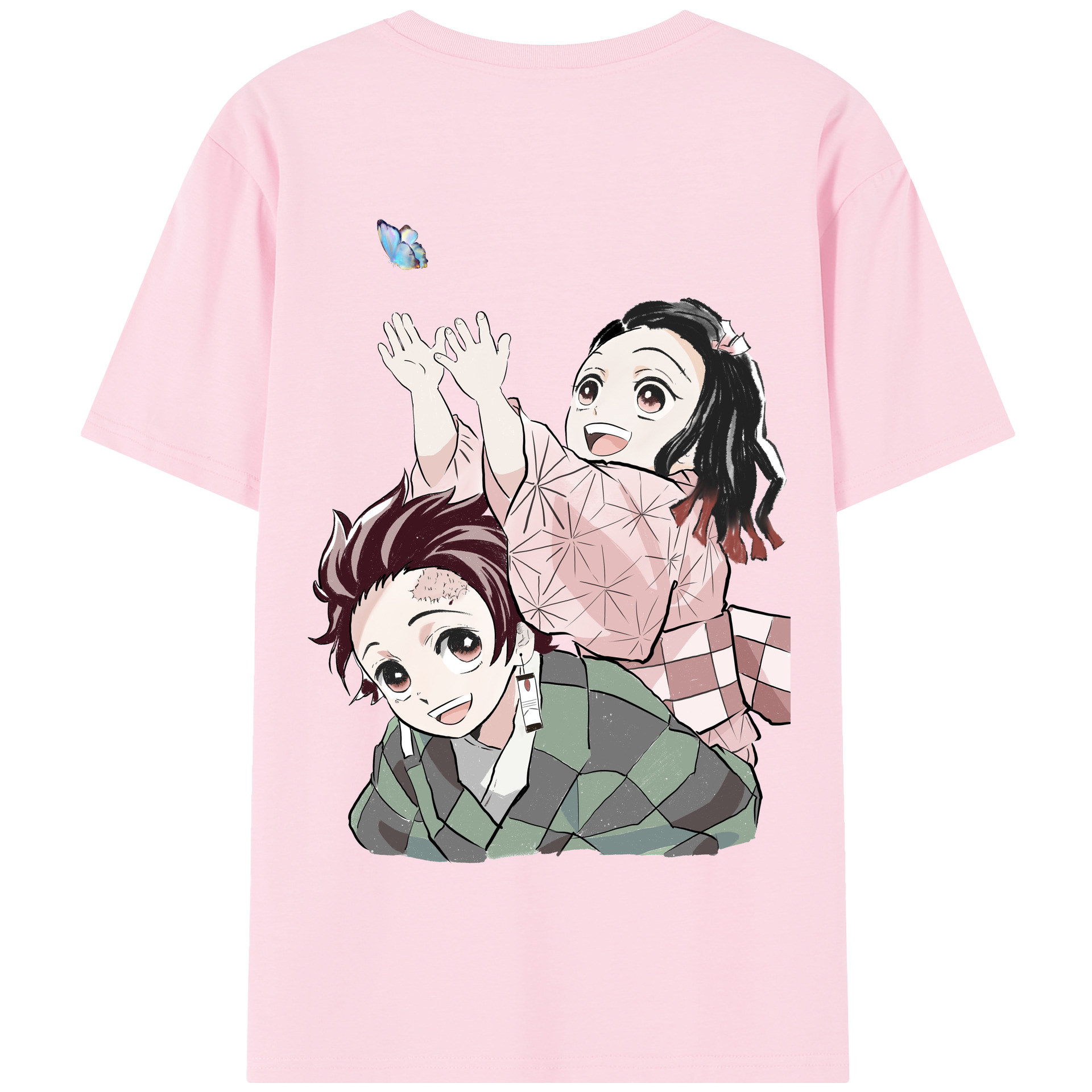 （画像用） 鬼滅の刃（きめつのやいば）竈門 禰󠄀豆子／かまど ねずこ Kamado Nezuko 綿100％半袖Tシャツ（背面プリント）