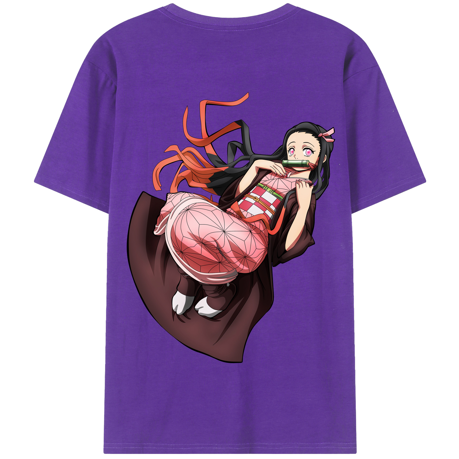 （画像用） 鬼滅の刃（きめつのやいば）竈門 禰󠄀豆子／かまど ねずこ Kamado Nezuko 綿100％半袖Tシャツ（背面プリント）