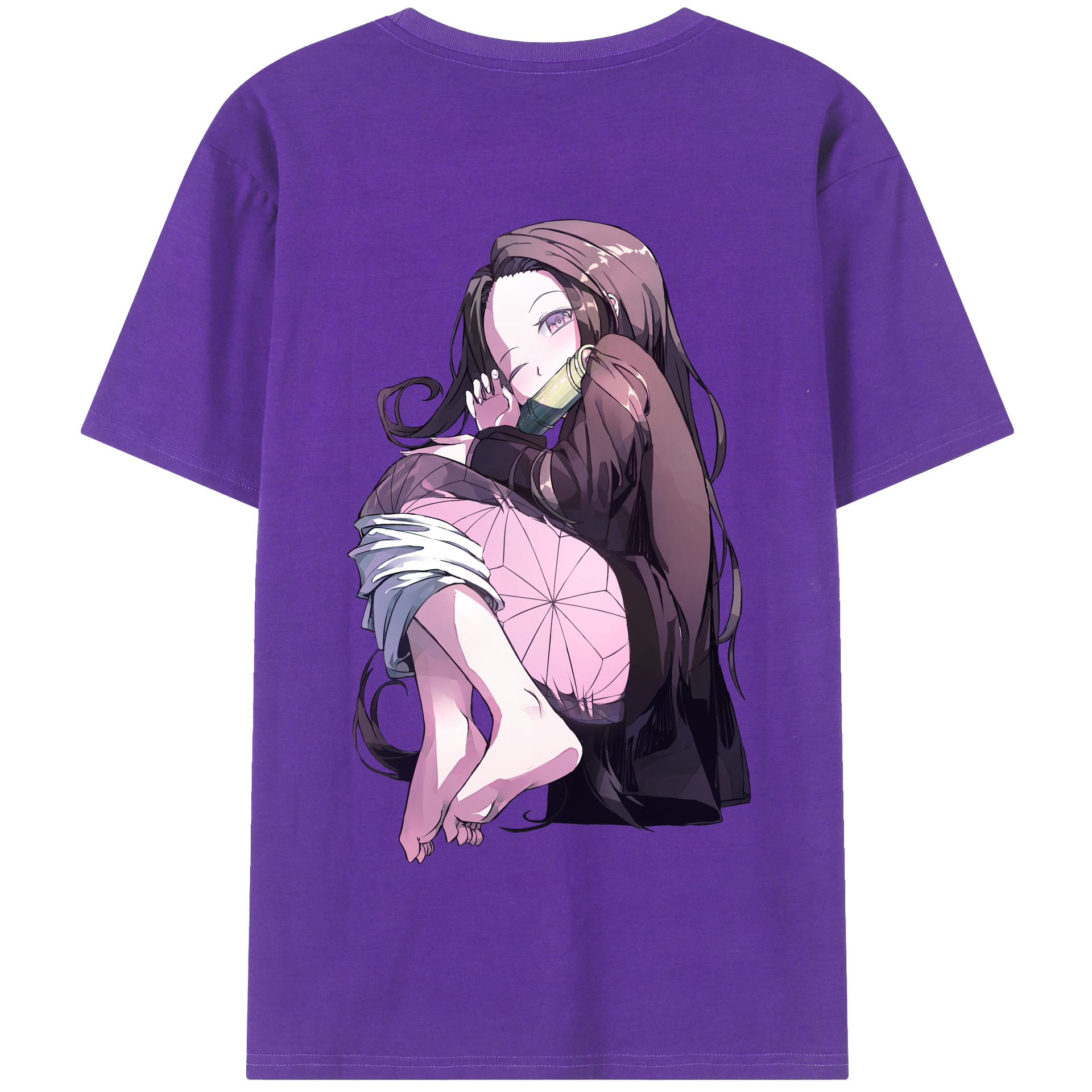 （画像用） 鬼滅の刃（きめつのやいば）竈門 禰󠄀豆子／かまど ねずこ Kamado Nezuko 綿100％半袖Tシャツ（背面プリント）