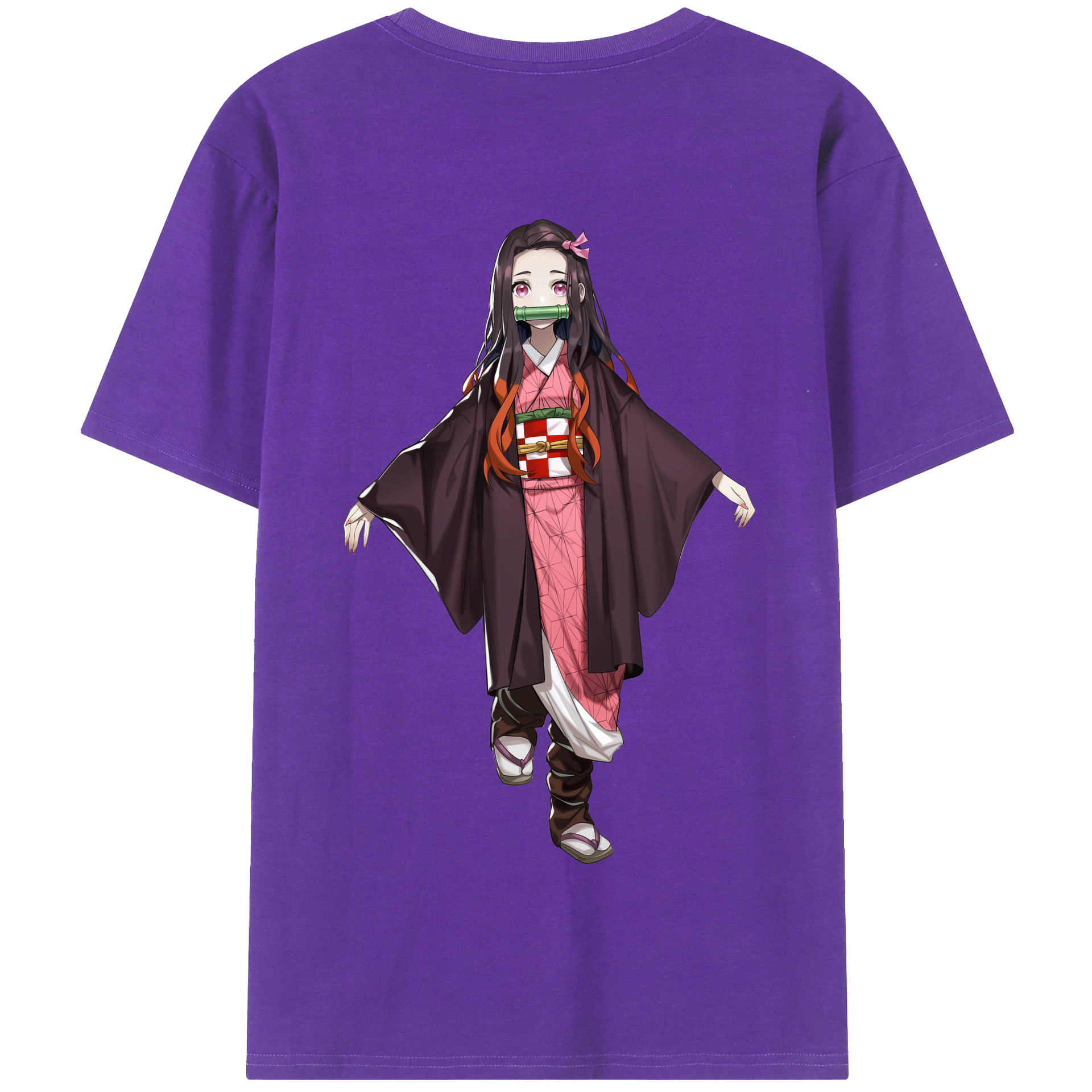 （画像用） 鬼滅の刃（きめつのやいば）竈門 禰󠄀豆子／かまど ねずこ Kamado Nezuko 綿100％半袖Tシャツ（背面プリント）