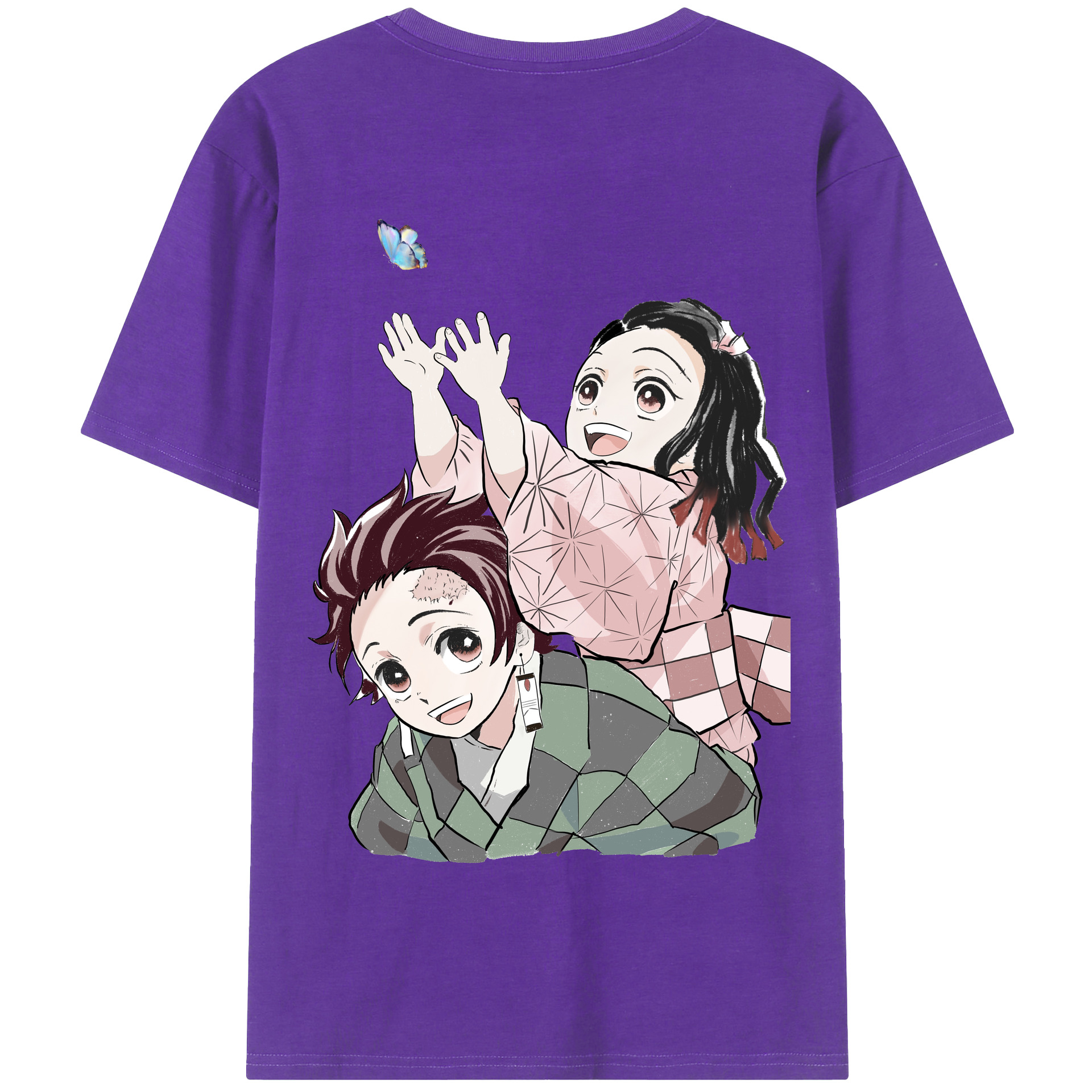 （画像用） 鬼滅の刃（きめつのやいば）竈門 禰󠄀豆子／かまど ねずこ Kamado Nezuko 綿100％半袖Tシャツ（背面プリント）