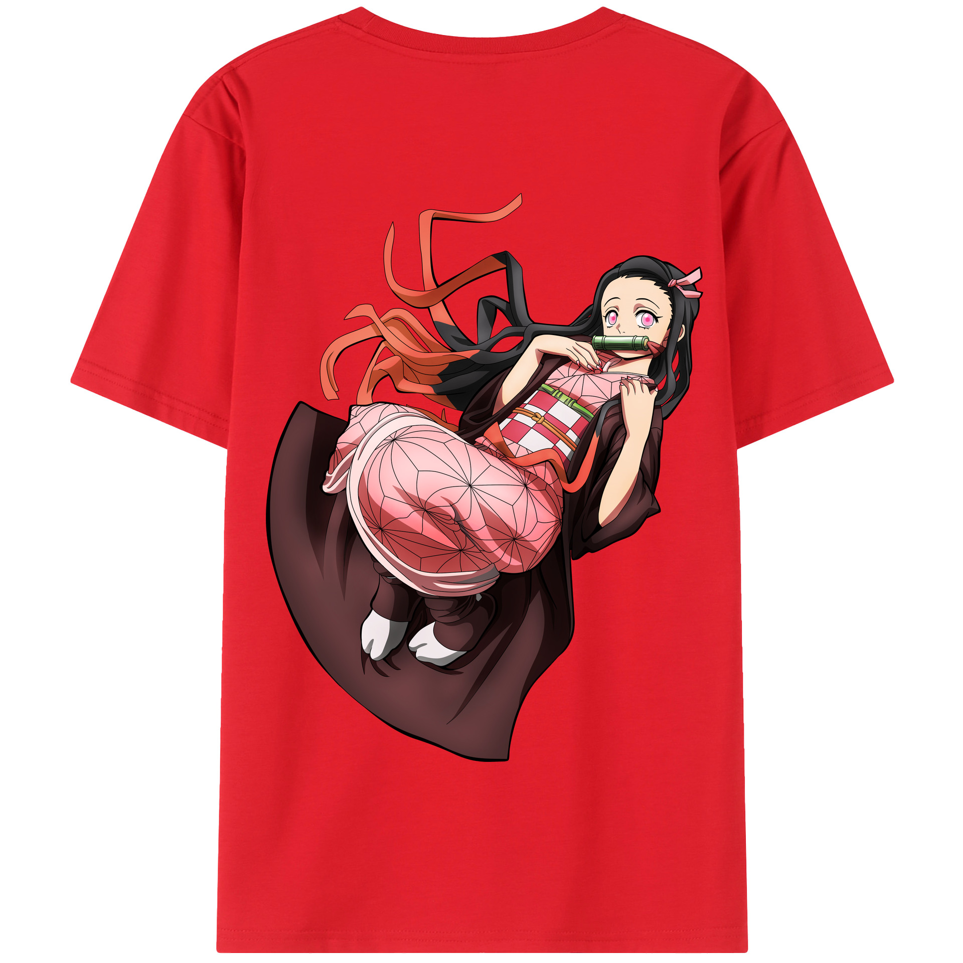 （画像用） 鬼滅の刃（きめつのやいば）竈門 禰󠄀豆子／かまど ねずこ Kamado Nezuko 綿100％半袖Tシャツ（背面プリント）