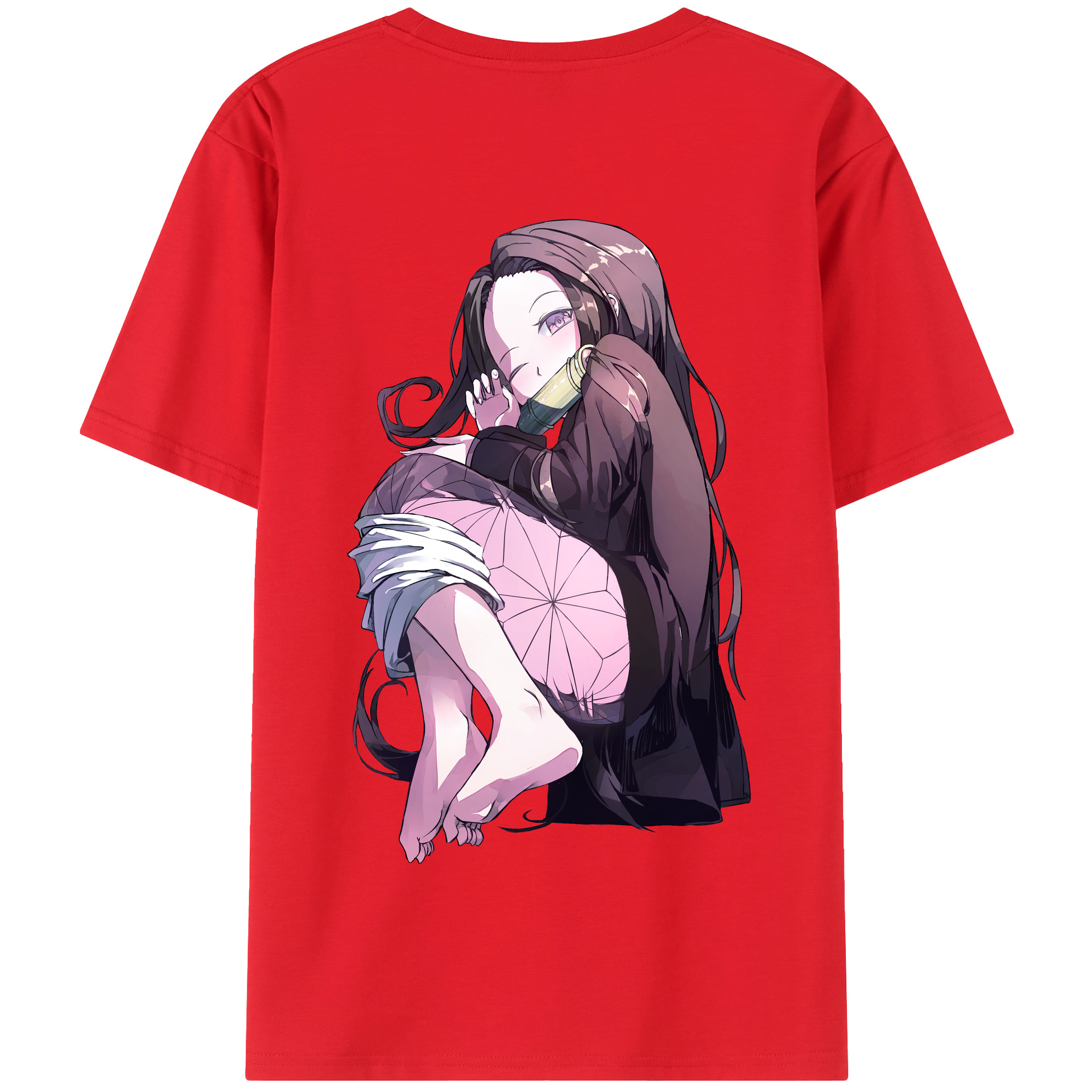 （画像用） 鬼滅の刃（きめつのやいば）竈門 禰󠄀豆子／かまど ねずこ Kamado Nezuko 綿100％半袖Tシャツ（背面プリント）