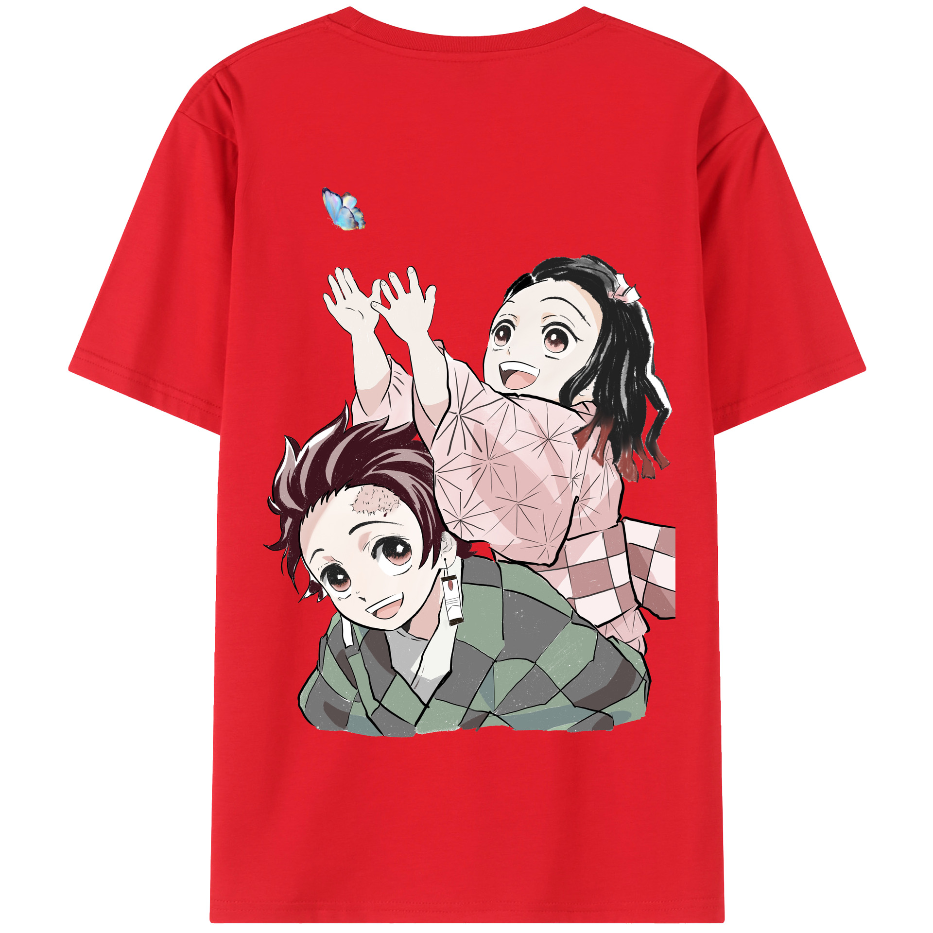 （画像用） 鬼滅の刃（きめつのやいば）竈門 禰󠄀豆子／かまど ねずこ Kamado Nezuko 綿100％半袖Tシャツ（背面プリント）