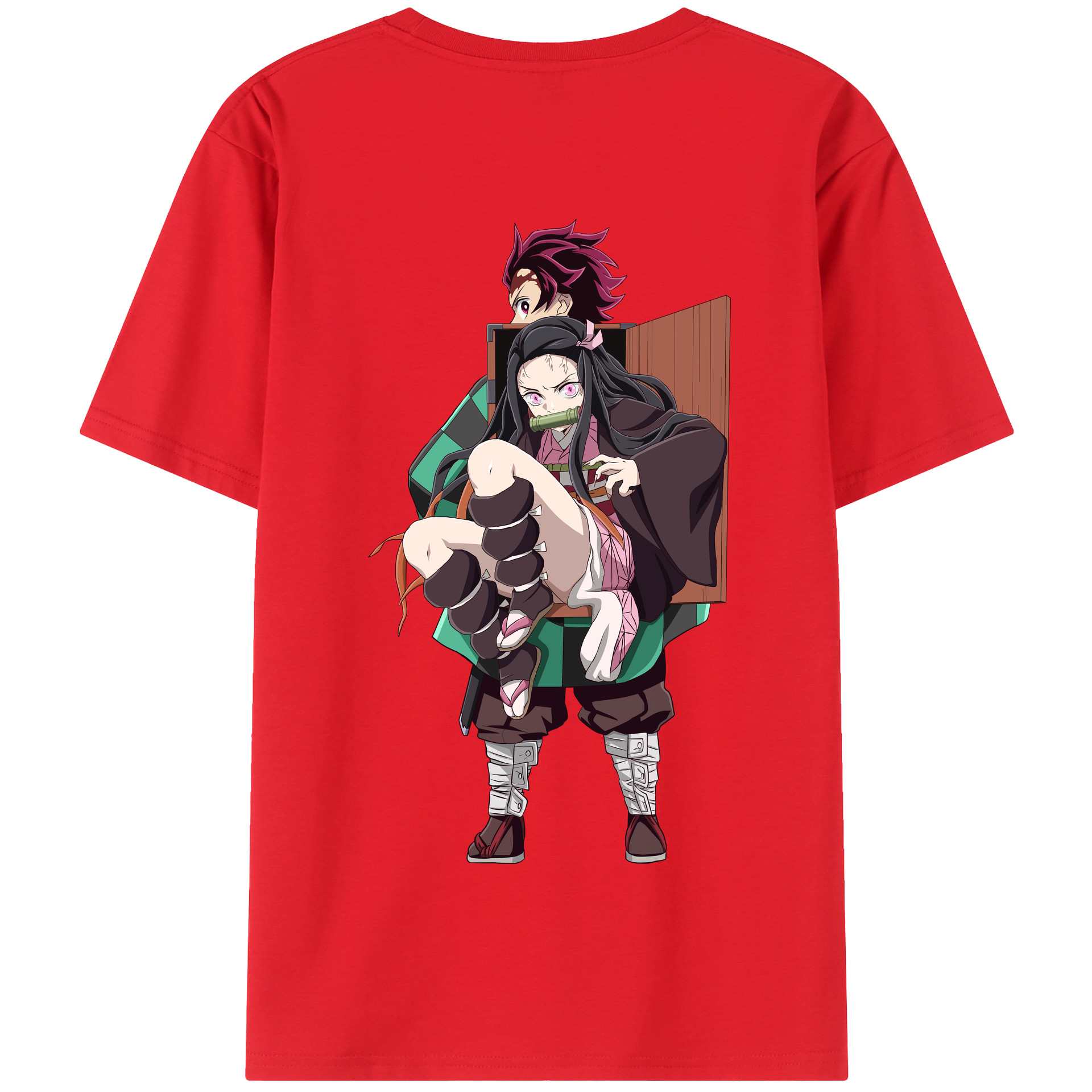 （画像用） 鬼滅の刃（きめつのやいば）竈門 禰󠄀豆子／かまど ねずこ Kamado Nezuko 綿100％半袖Tシャツ（背面プリント）