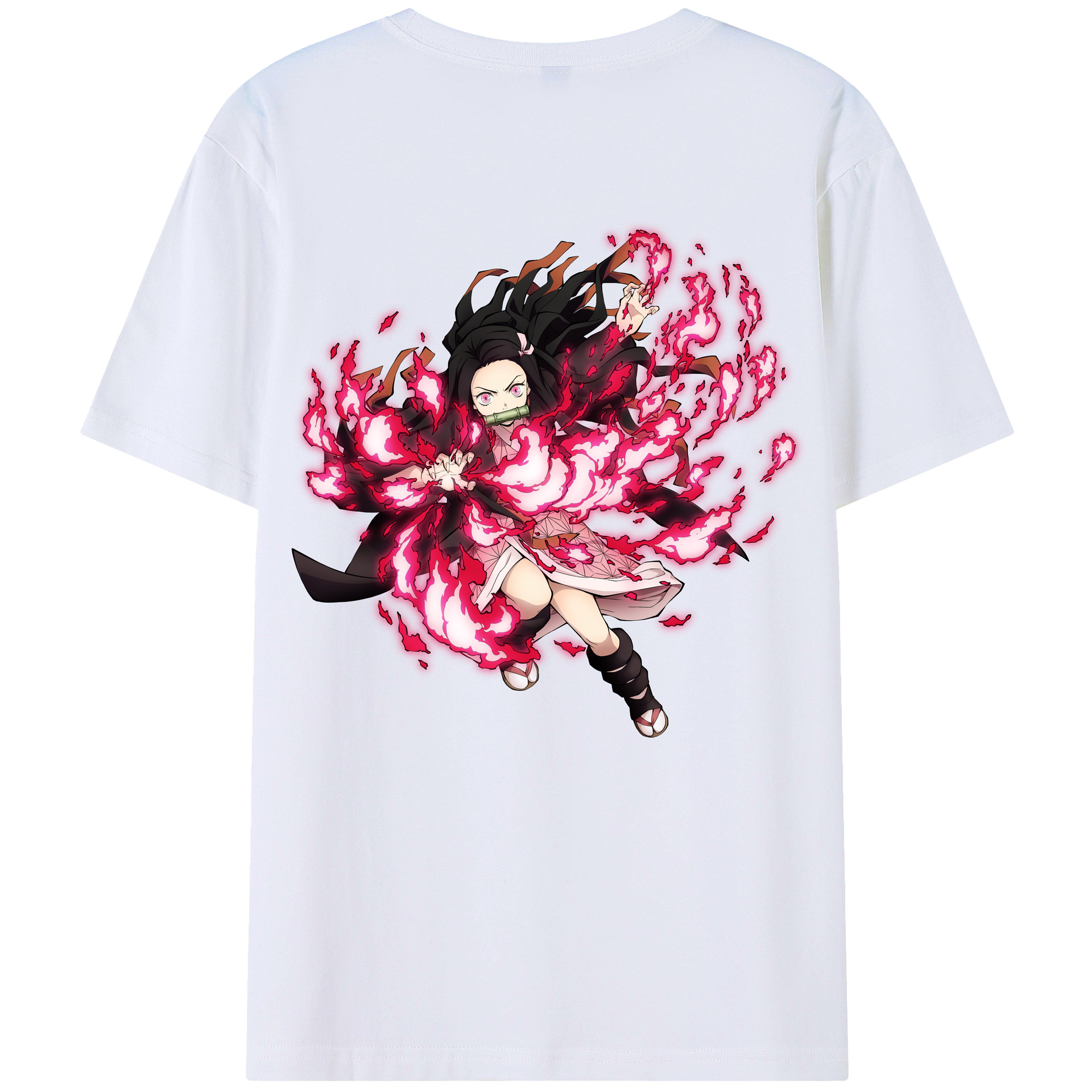 （画像用） 鬼滅の刃（きめつのやいば）竈門 禰󠄀豆子／かまど ねずこ Kamado Nezuko 綿100％半袖Tシャツ（背面プリント）
