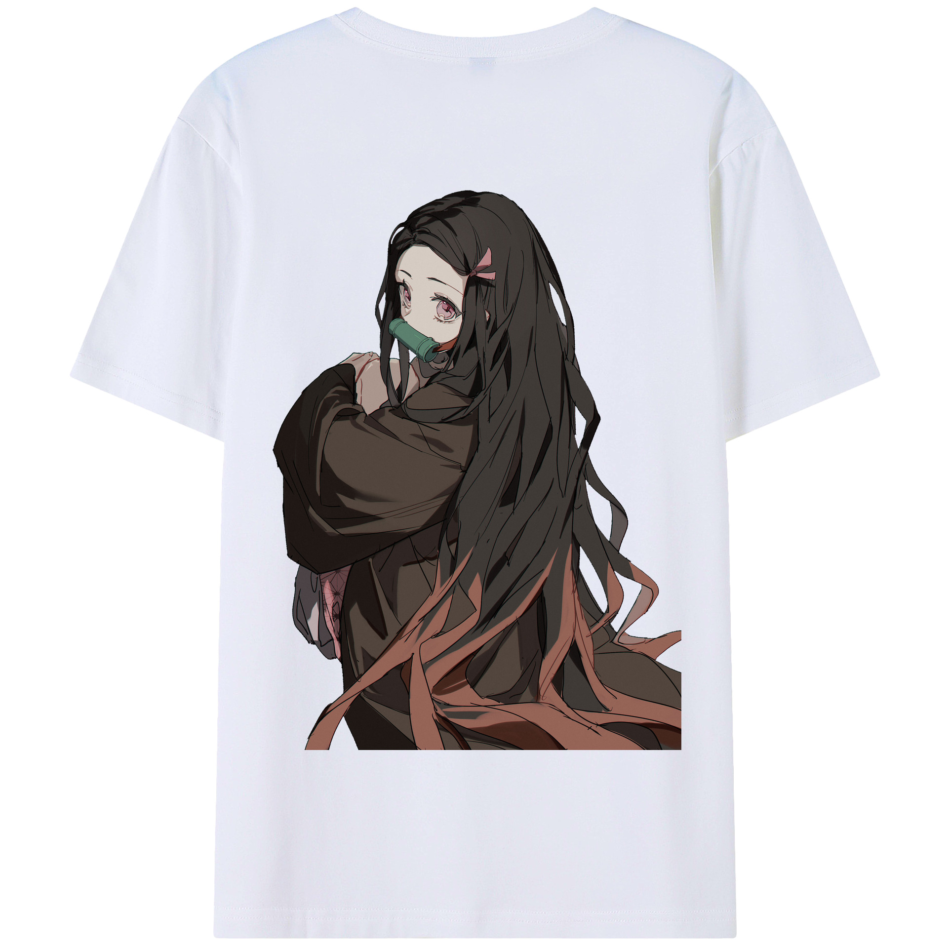 （画像用） 鬼滅の刃（きめつのやいば）竈門 禰󠄀豆子／かまど ねずこ Kamado Nezuko 綿100％半袖Tシャツ（背面プリント）