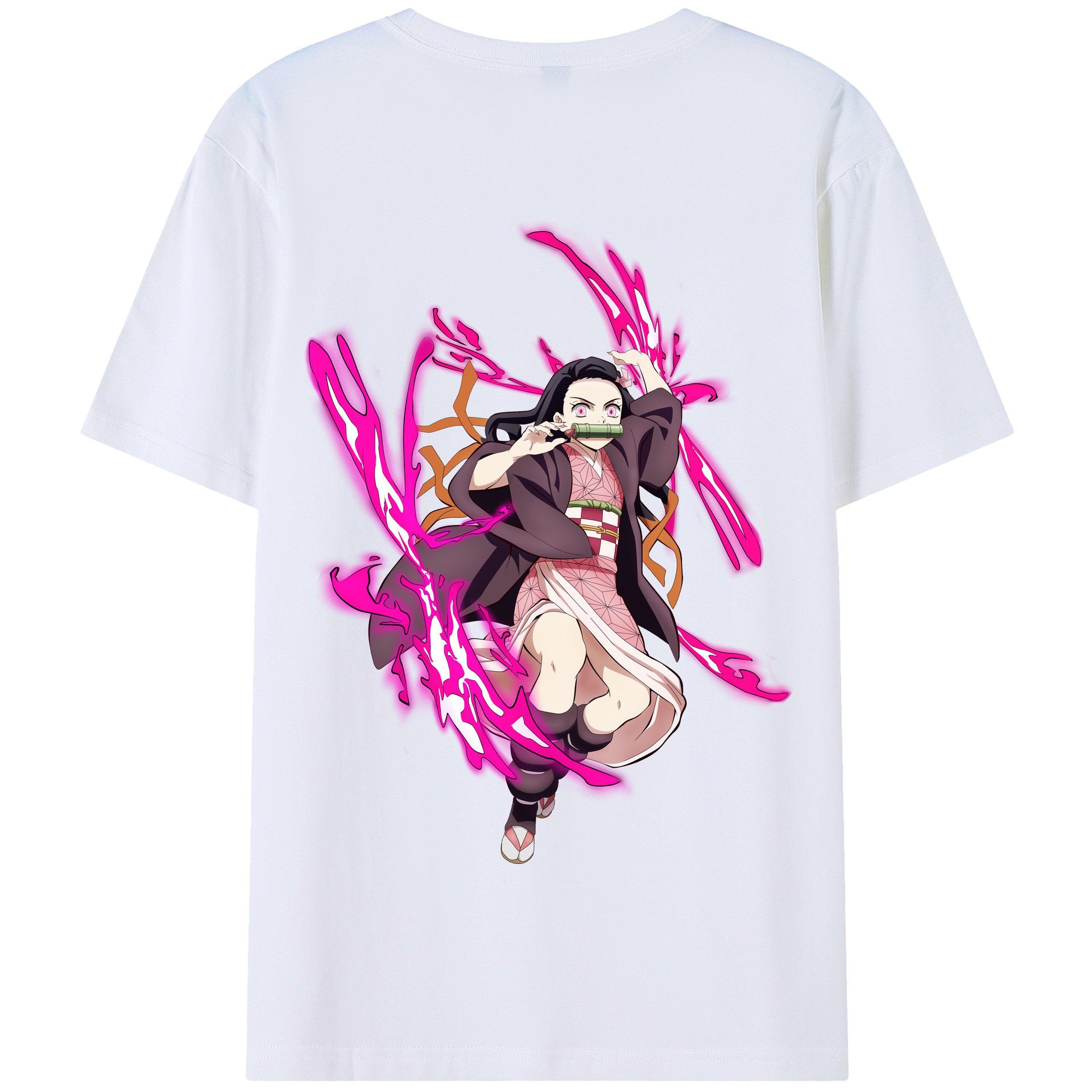 （画像用） 鬼滅の刃（きめつのやいば）竈門 禰󠄀豆子／かまど ねずこ Kamado Nezuko 綿100％半袖Tシャツ（背面プリント）