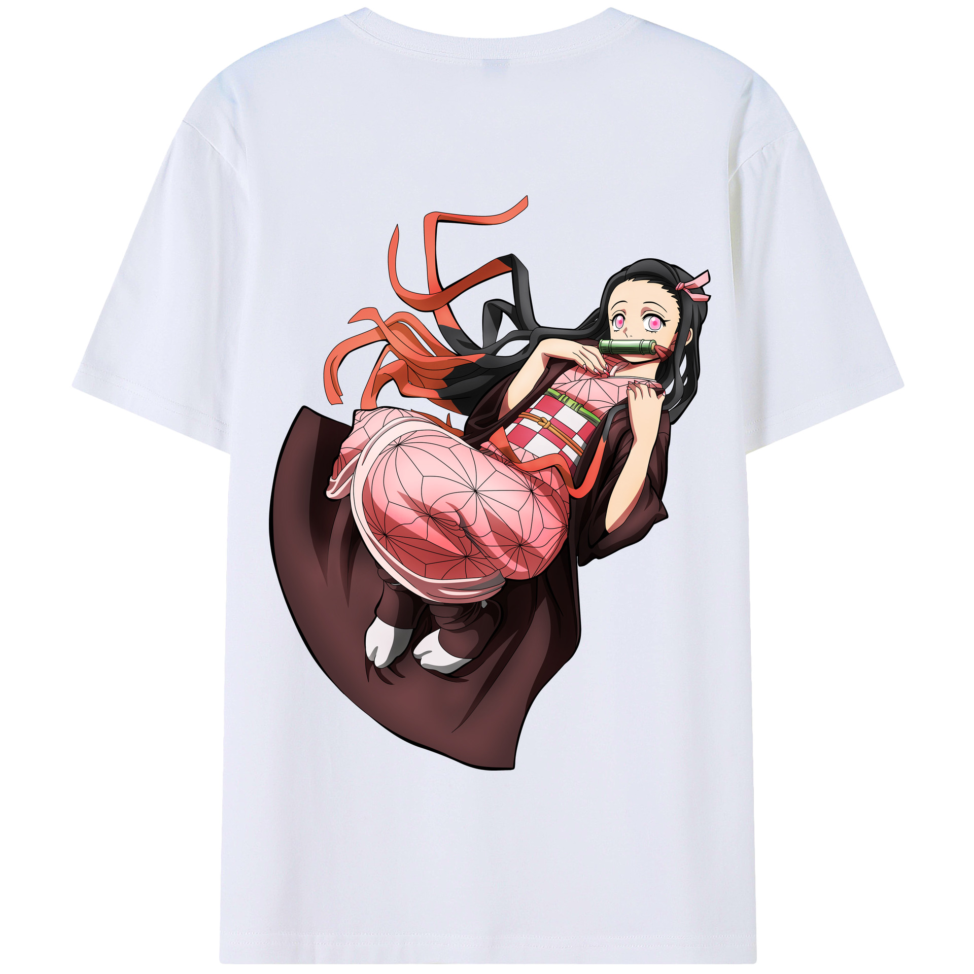 （画像用） 鬼滅の刃（きめつのやいば）竈門 禰󠄀豆子／かまど ねずこ Kamado Nezuko 綿100％半袖Tシャツ（背面プリント）