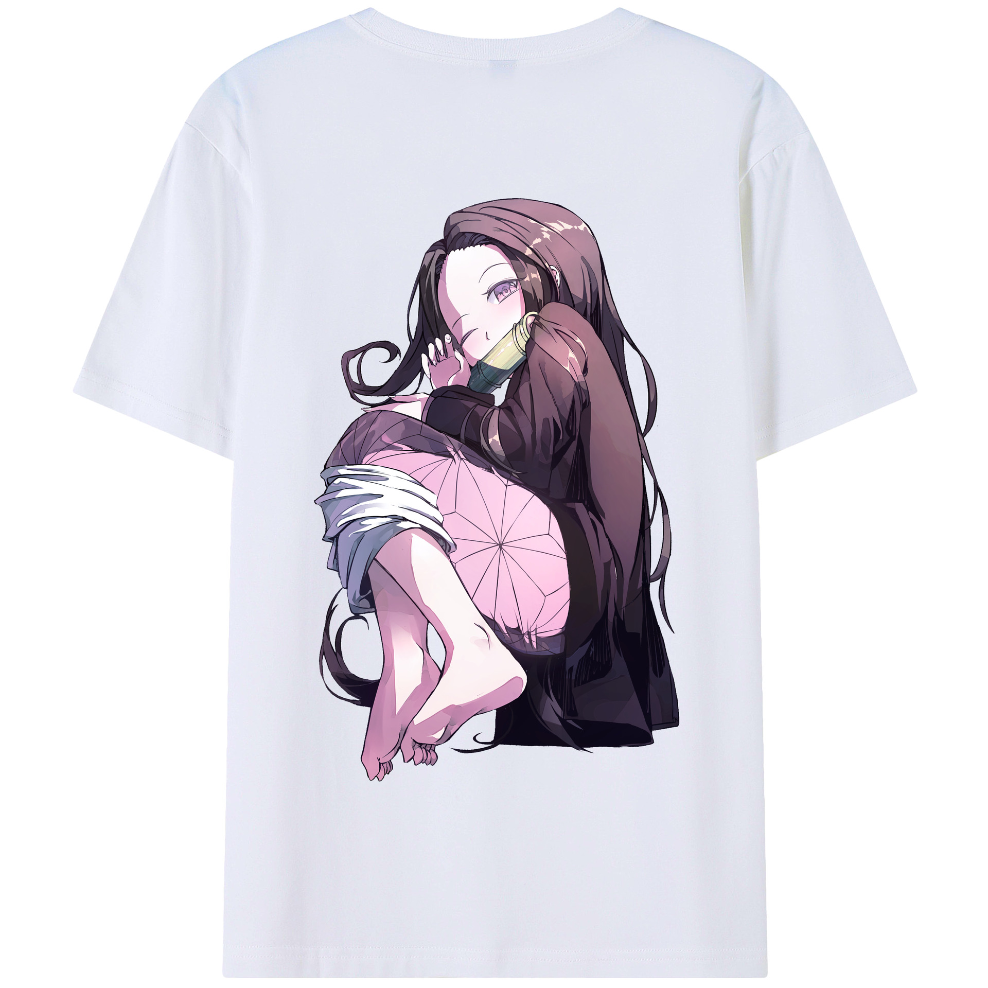 （画像用） 鬼滅の刃（きめつのやいば）竈門 禰󠄀豆子／かまど ねずこ Kamado Nezuko 綿100％半袖Tシャツ（背面プリント）