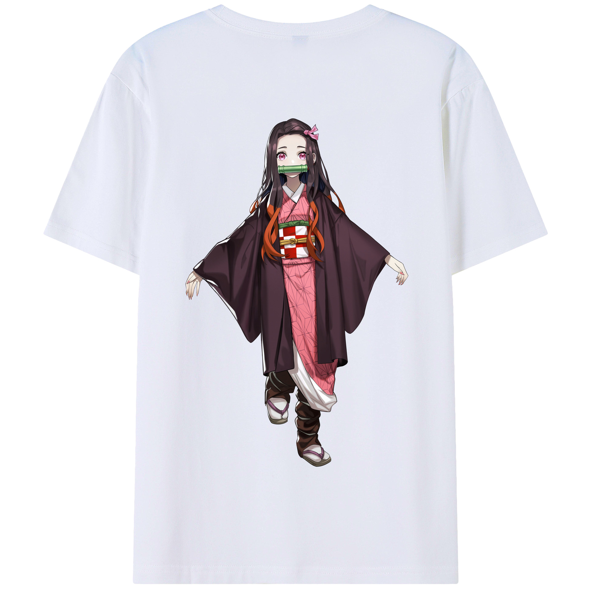 （画像用） 鬼滅の刃（きめつのやいば）竈門 禰󠄀豆子／かまど ねずこ Kamado Nezuko 綿100％半袖Tシャツ（背面プリント）