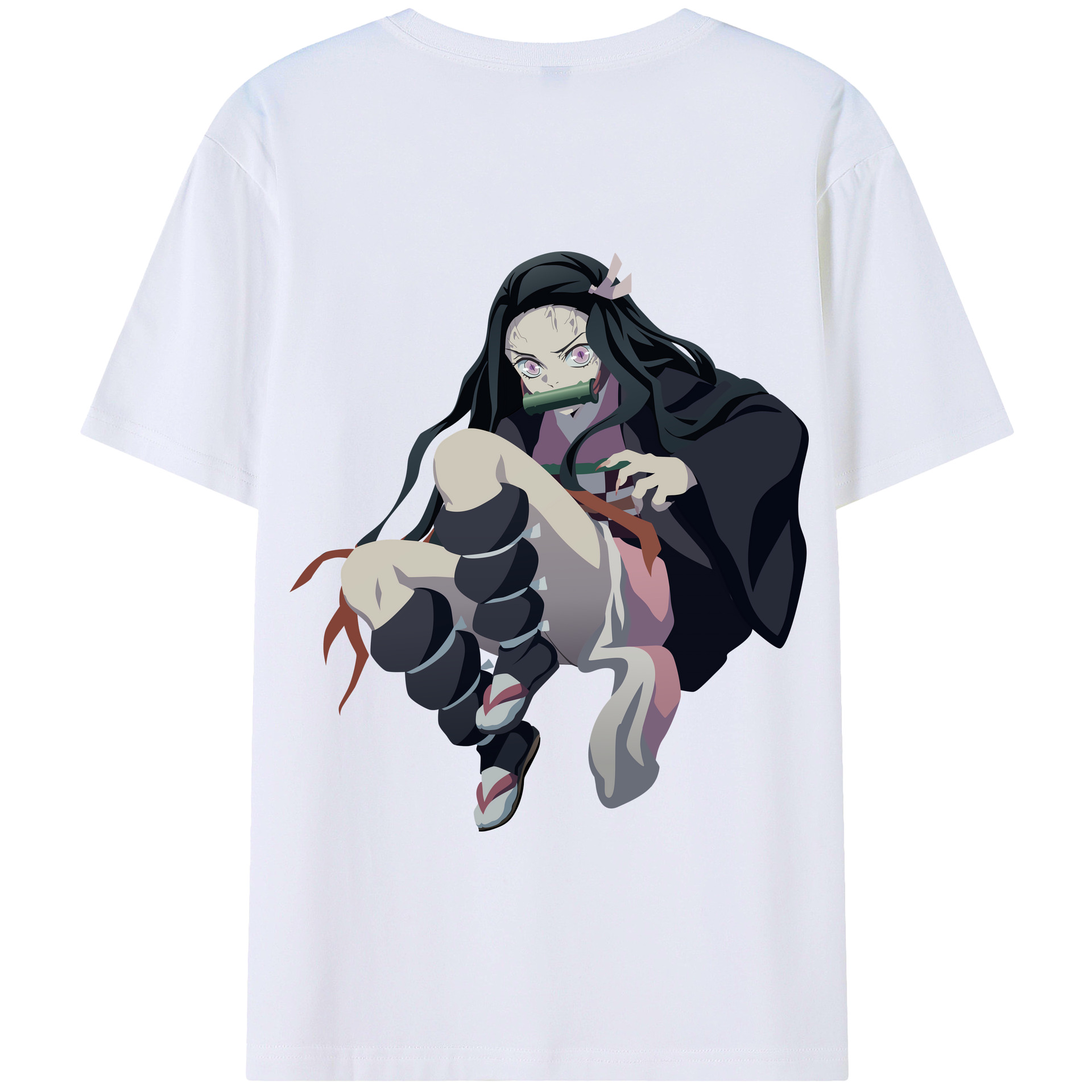 （画像用） 鬼滅の刃（きめつのやいば）竈門 禰󠄀豆子／かまど ねずこ Kamado Nezuko 綿100％半袖Tシャツ（背面プリント）