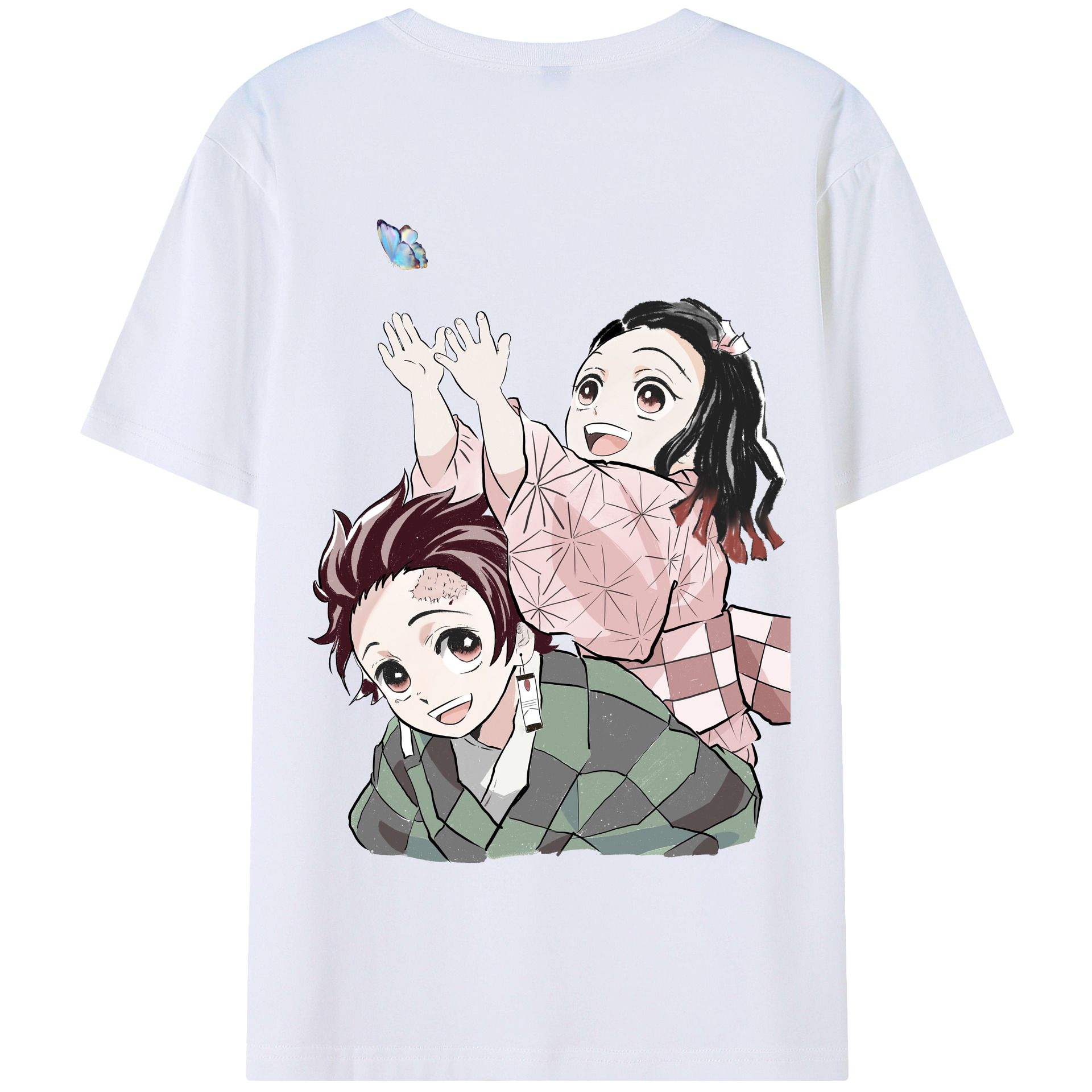 （画像用） 鬼滅の刃（きめつのやいば）竈門 禰󠄀豆子／かまど ねずこ Kamado Nezuko 綿100％半袖Tシャツ（背面プリント）