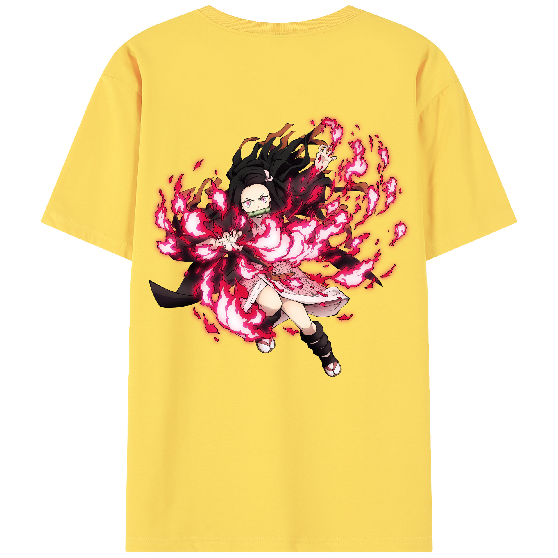 （画像用） 鬼滅の刃（きめつのやいば）竈門 禰󠄀豆子／かまど ねずこ Kamado Nezuko 綿100％半袖Tシャツ（背面プリント）