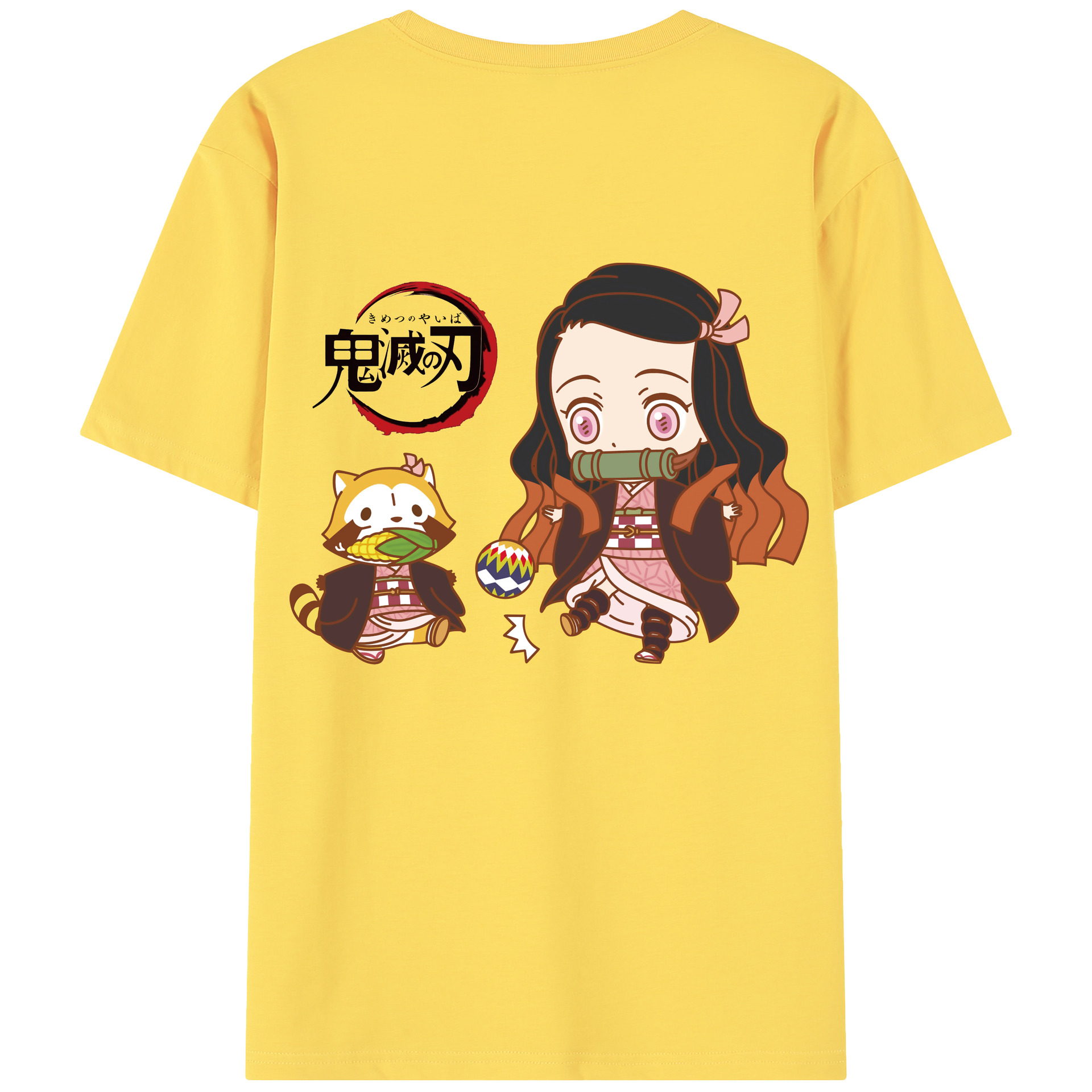 （画像用） 鬼滅の刃（きめつのやいば）竈門 禰󠄀豆子／かまど ねずこ Kamado Nezuko 綿100％半袖Tシャツ（背面プリント）