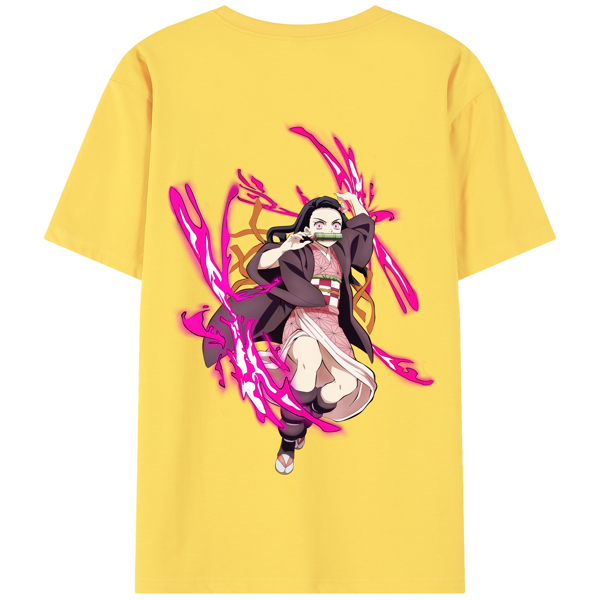 （画像用） 鬼滅の刃（きめつのやいば）竈門 禰󠄀豆子／かまど ねずこ Kamado Nezuko 綿100％半袖Tシャツ（背面プリント）