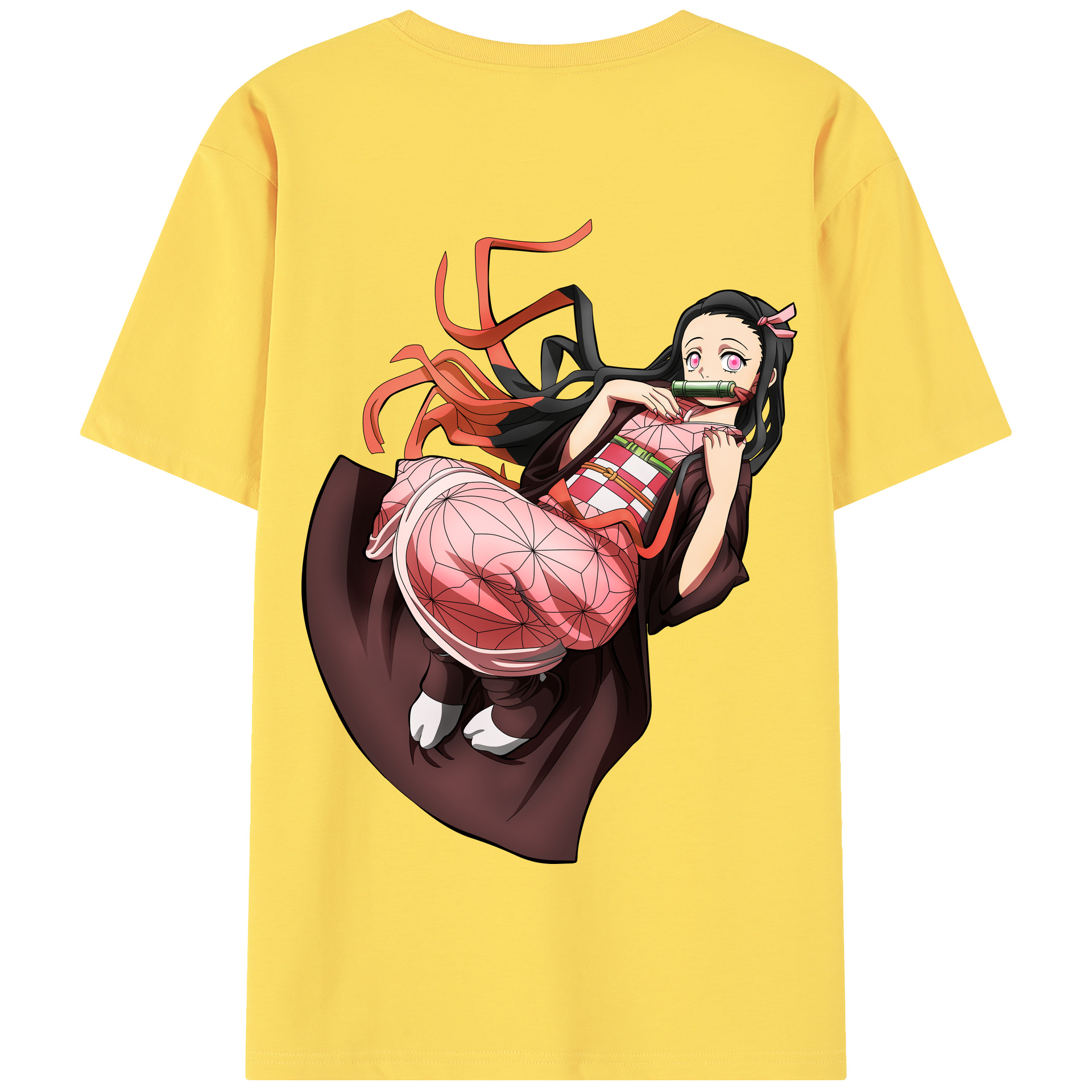 （画像用） 鬼滅の刃（きめつのやいば）竈門 禰󠄀豆子／かまど ねずこ Kamado Nezuko 綿100％半袖Tシャツ（背面プリント）