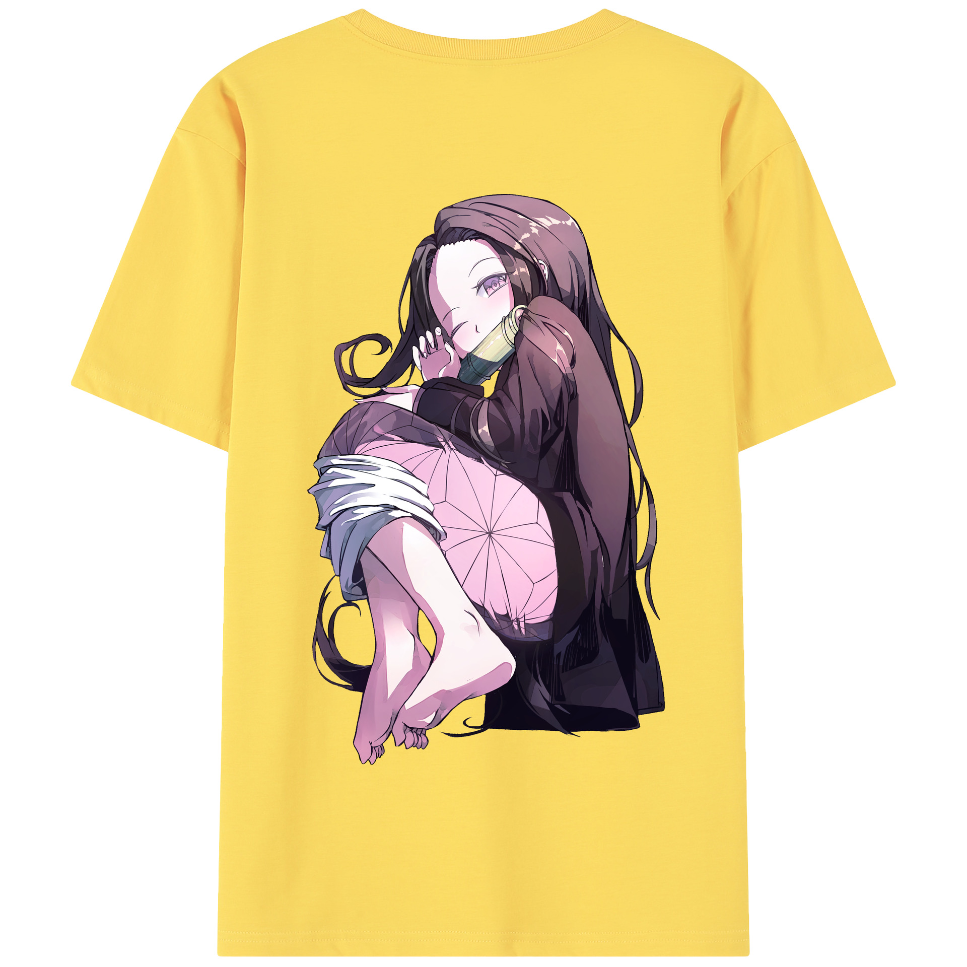 （画像用） 鬼滅の刃（きめつのやいば）竈門 禰󠄀豆子／かまど ねずこ Kamado Nezuko 綿100％半袖Tシャツ（背面プリント）