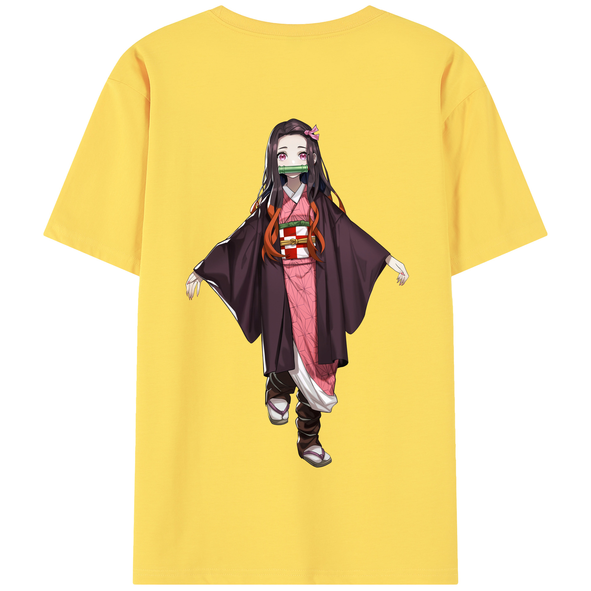 （画像用） 鬼滅の刃（きめつのやいば）竈門 禰󠄀豆子／かまど ねずこ Kamado Nezuko 綿100％半袖Tシャツ（背面プリント）