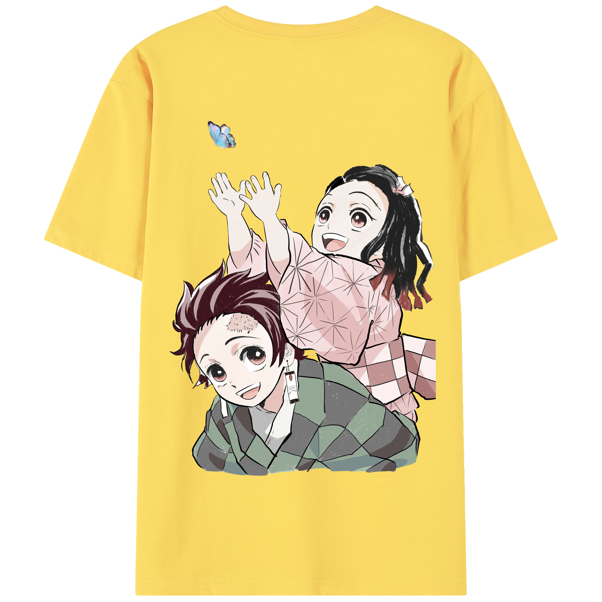 （画像用） 鬼滅の刃（きめつのやいば）竈門 禰󠄀豆子／かまど ねずこ Kamado Nezuko 綿100％半袖Tシャツ（背面プリント）
