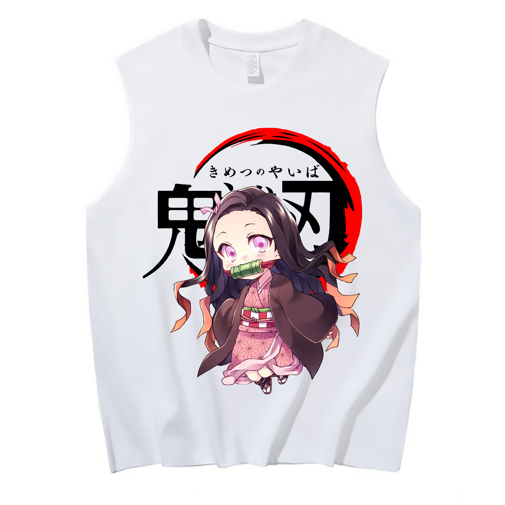 （画像用） 鬼滅の刃（きめつのやいば）竈門 禰󠄀豆子／かまど ねずこ Kamado Nezuko コットン100％タンクトップ（フロントプリント）