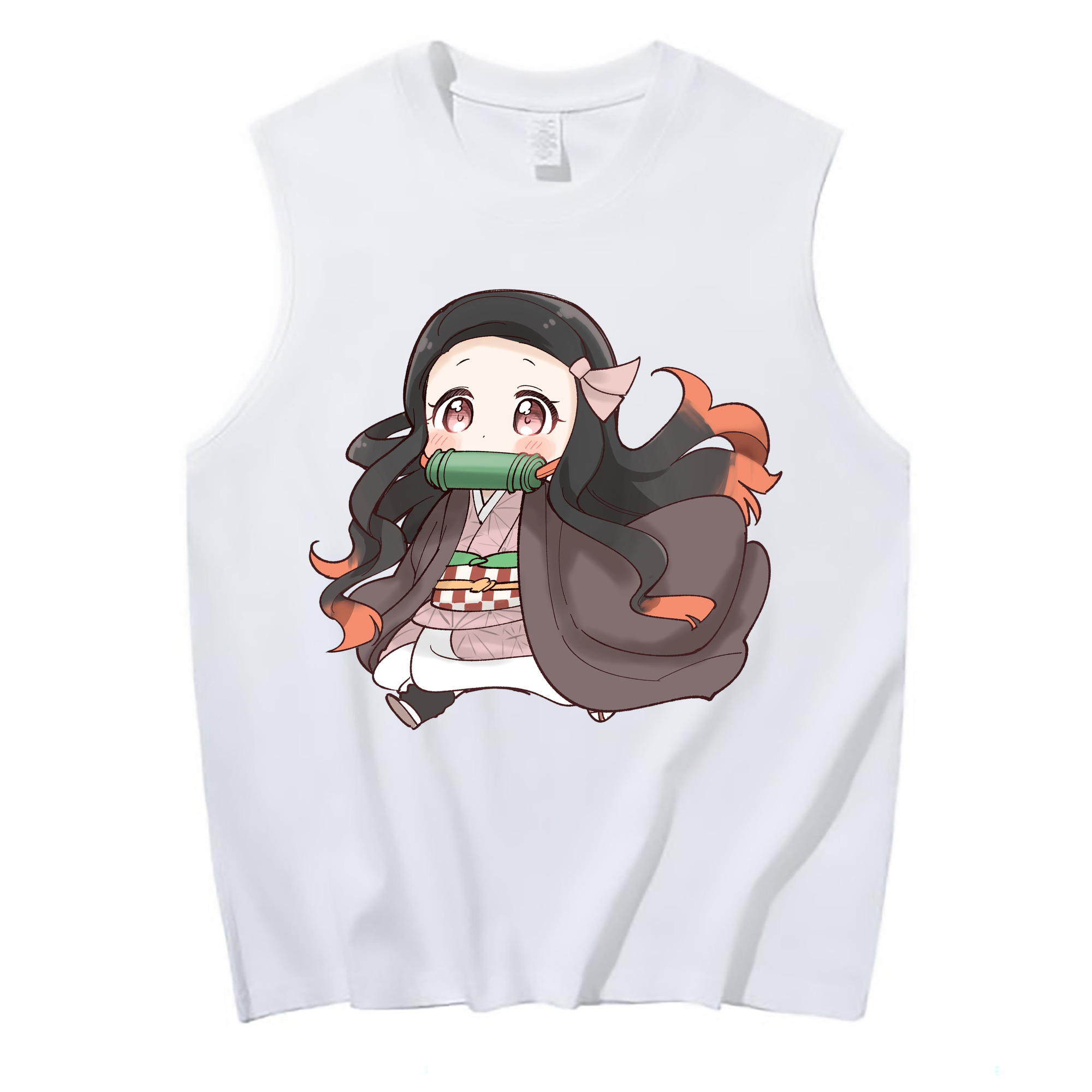（画像用） 鬼滅の刃（きめつのやいば）竈門 禰󠄀豆子／かまど ねずこ Kamado Nezuko コットン100％タンクトップ（フロントプリント）