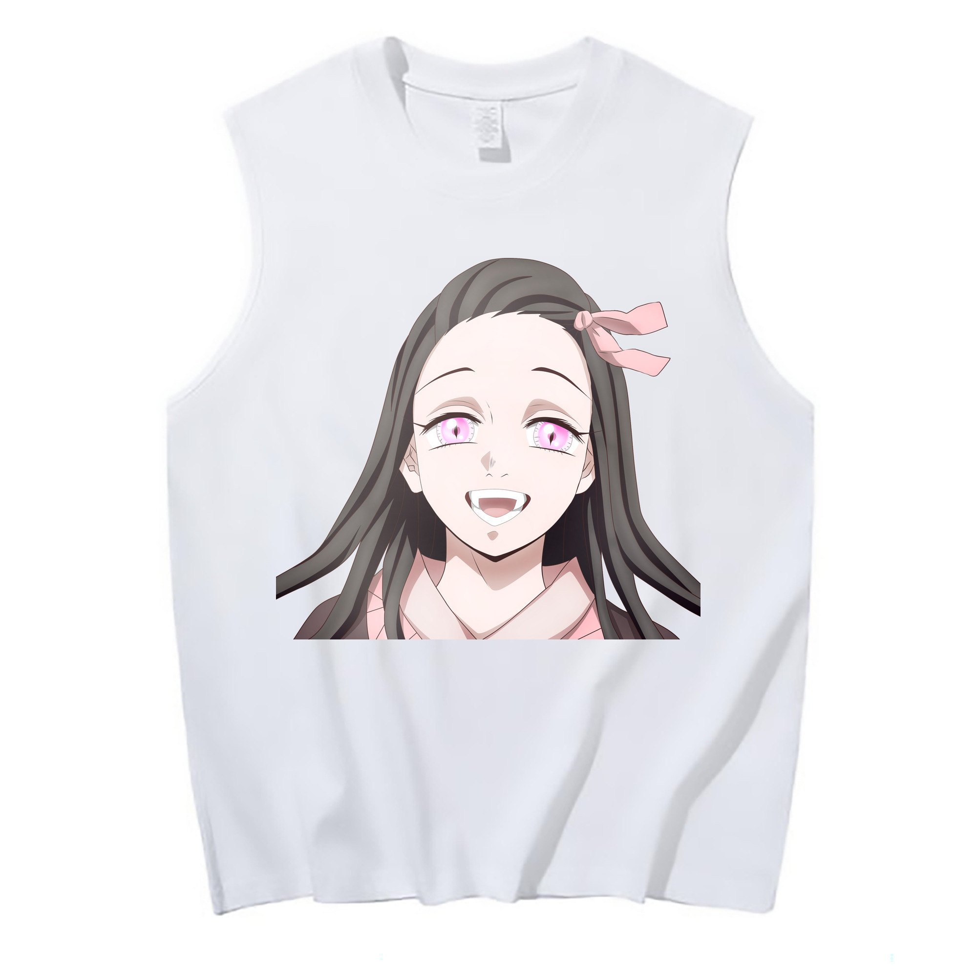 （画像用） 鬼滅の刃（きめつのやいば）竈門 禰󠄀豆子／かまど ねずこ Kamado Nezuko コットン100％タンクトップ（フロントプリント）