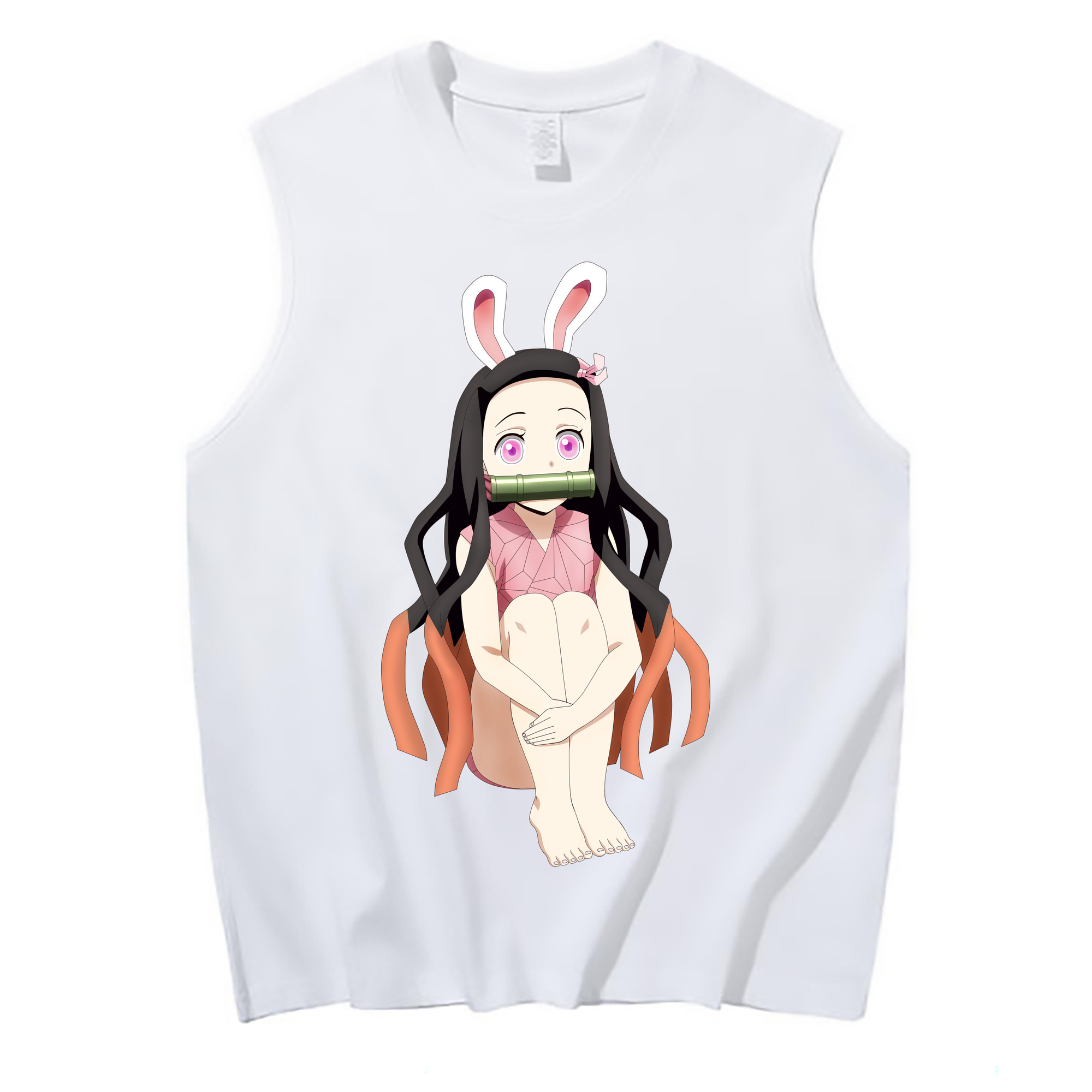 （画像用） 鬼滅の刃（きめつのやいば）竈門 禰󠄀豆子／かまど ねずこ Kamado Nezuko コットン100％タンクトップ（フロントプリント）