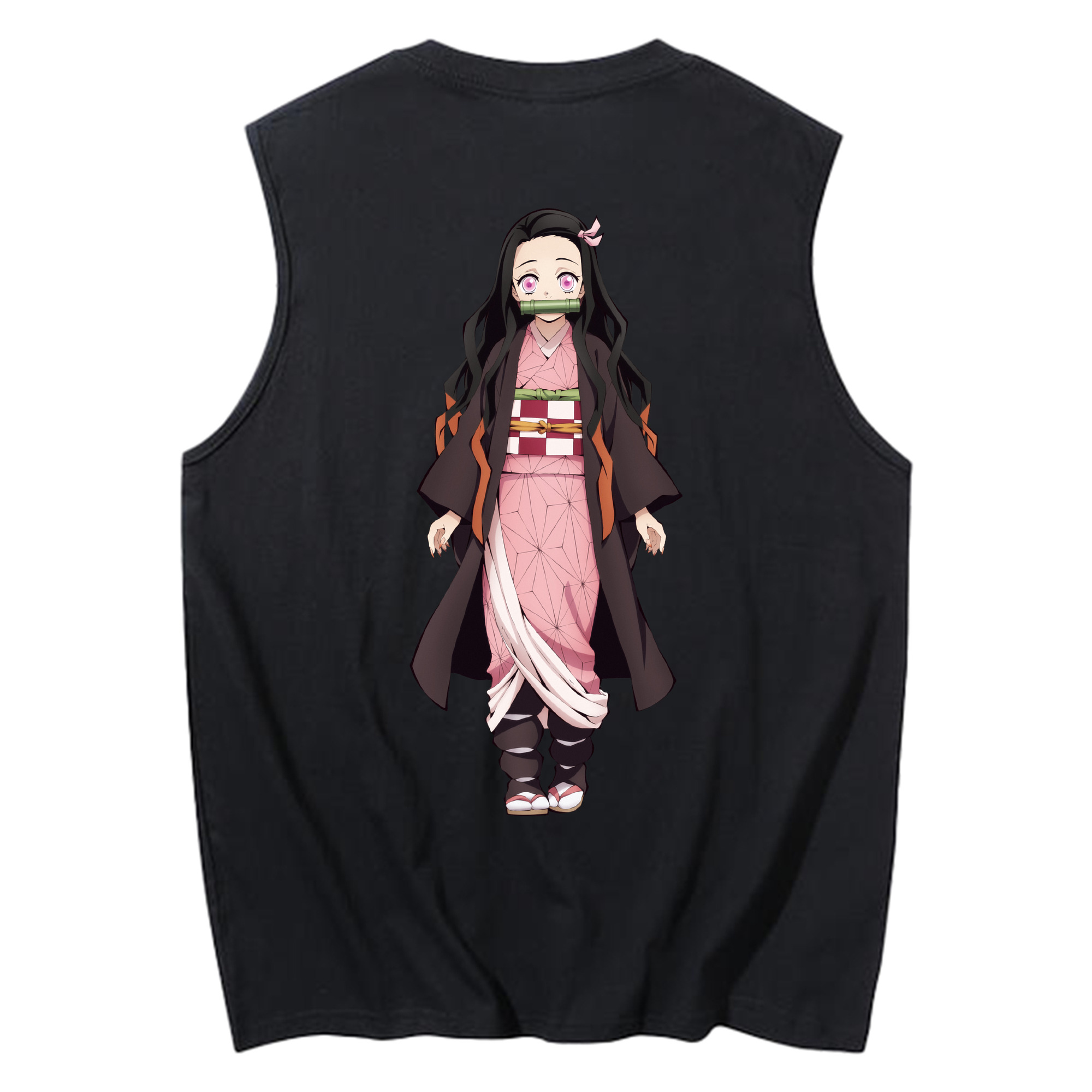 （画像用） 鬼滅の刃（きめつのやいば）竈門 禰󠄀豆子／かまど ねずこ Kamado Nezuko コットン100％タンクトップ（背面プリント）
