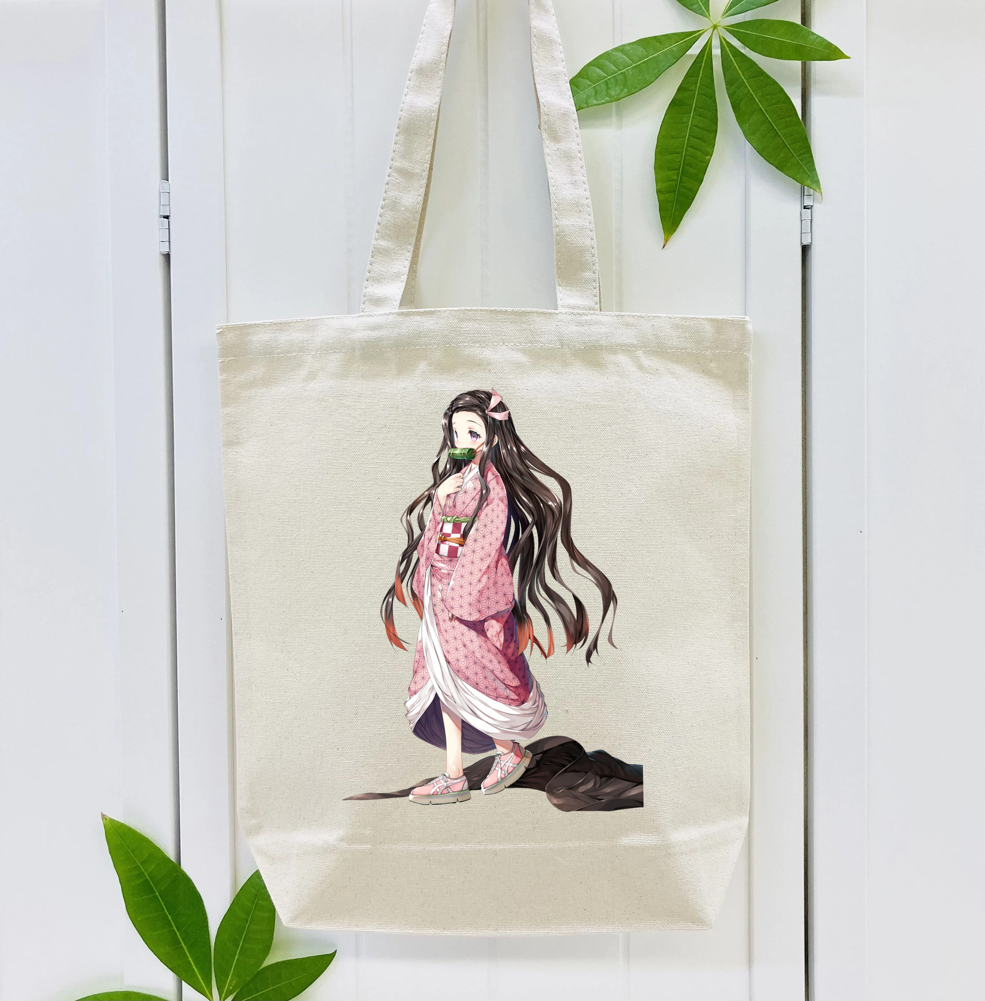 鬼滅の刃（きめつのやいば）竈門 禰󠄀豆子／かまど ねずこ Kamado Nezuko 縦型キャンバス生地手提げバッグ　トートバッグ