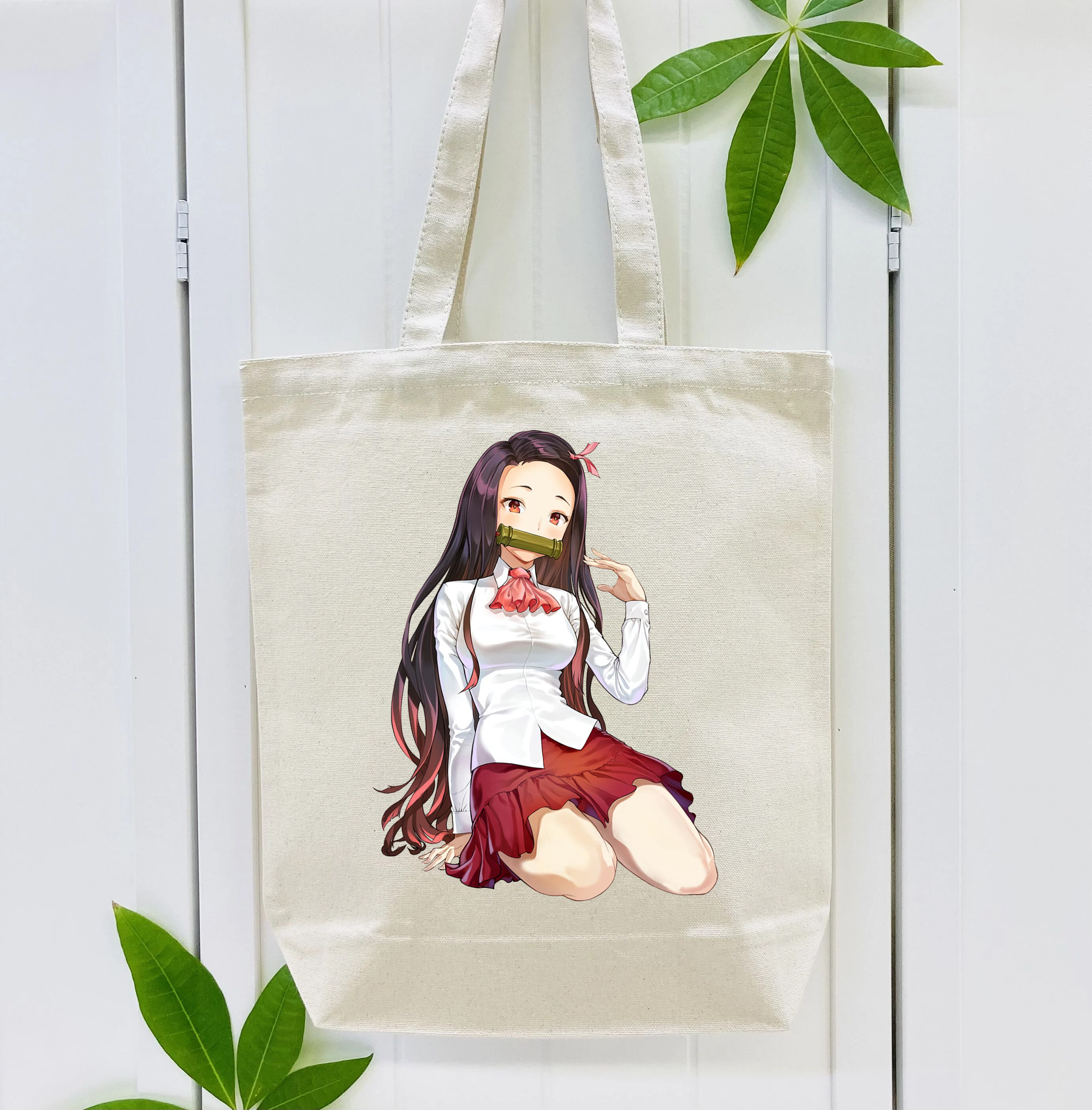 鬼滅の刃（きめつのやいば）竈門 禰󠄀豆子／かまど ねずこ Kamado Nezuko 縦型キャンバス生地手提げバッグ　トートバッグ