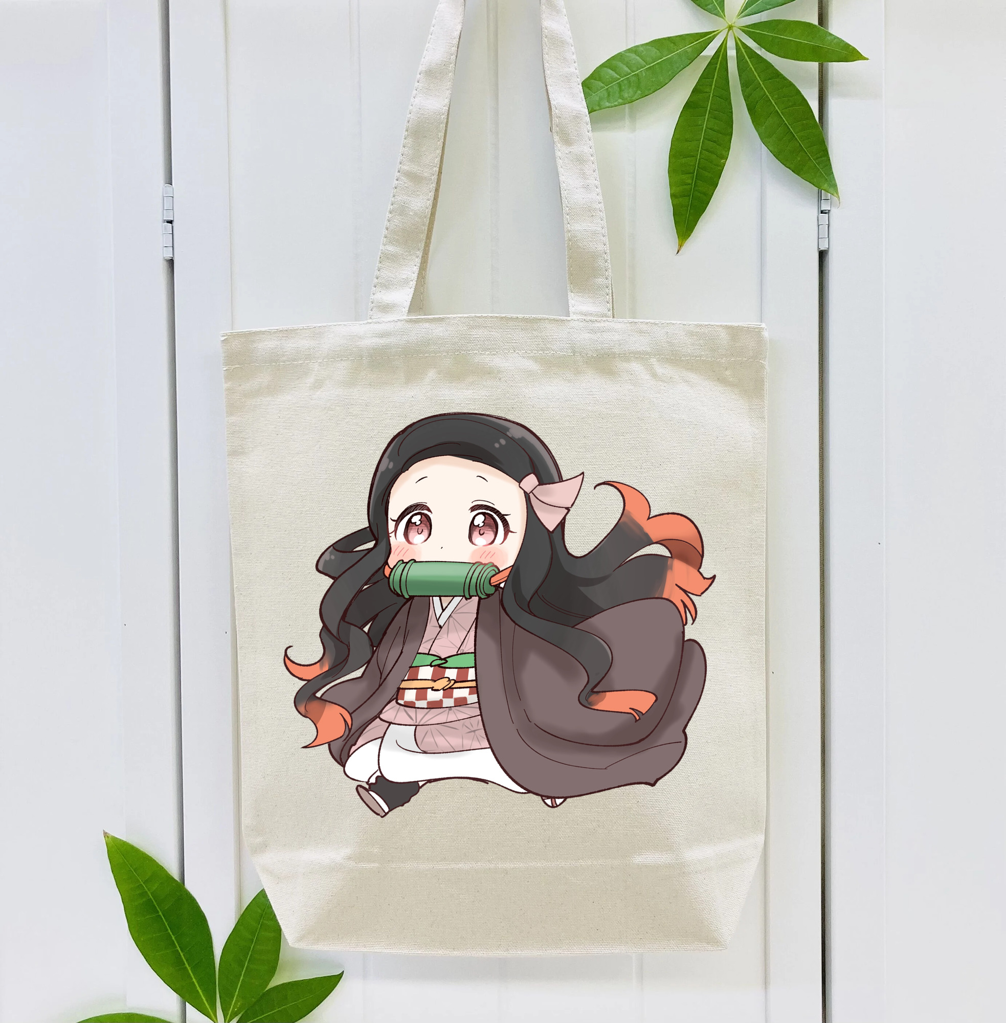 鬼滅の刃（きめつのやいば）竈門 禰󠄀豆子／かまど ねずこ Kamado Nezuko 縦型キャンバス生地手提げバッグ　トートバッグ