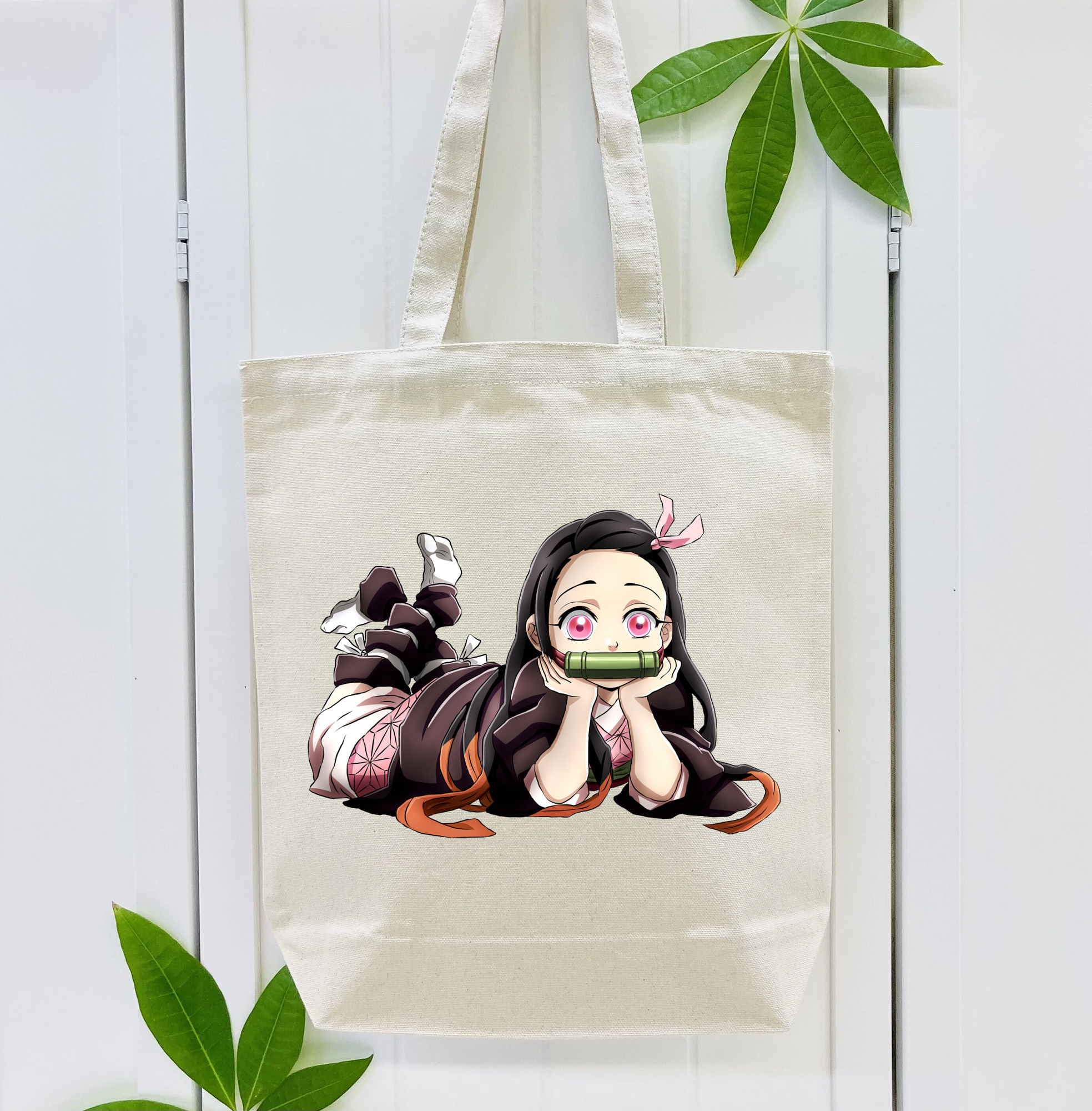 鬼滅の刃（きめつのやいば）竈門 禰󠄀豆子／かまど ねずこ Kamado Nezuko 縦型キャンバス生地手提げバッグ　トートバッグ