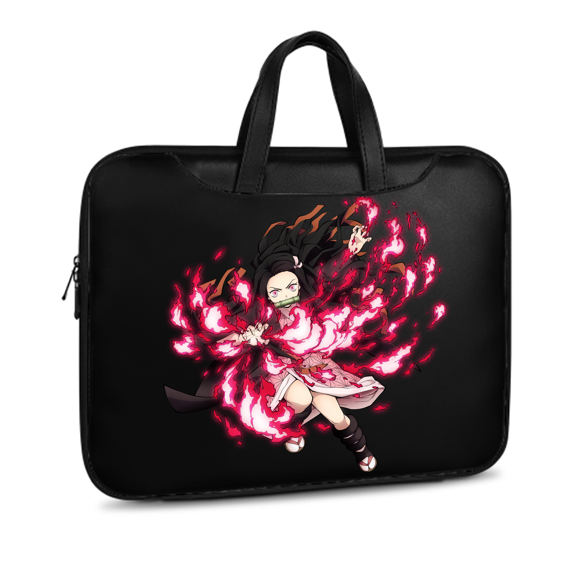 （画像用） 鬼滅の刃（きめつのやいば）竈門 禰󠄀豆子／かまど ねずこ Kamado Nezuko レザーラップトップバッグ　ノートパソコンケース