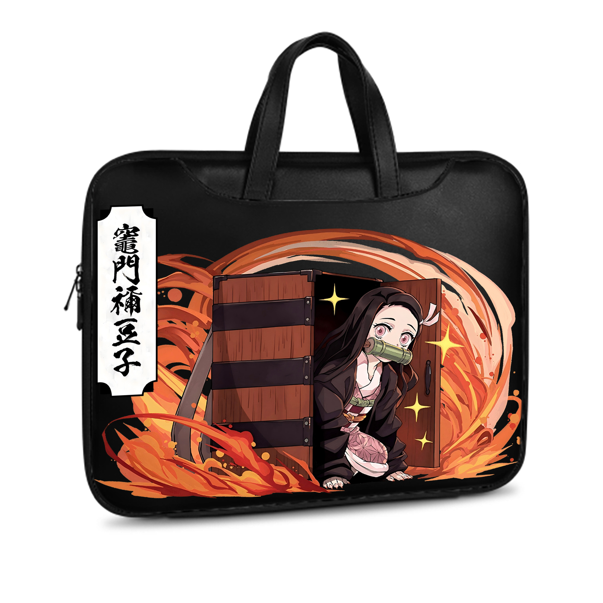 （画像用） 鬼滅の刃（きめつのやいば）竈門 禰󠄀豆子／かまど ねずこ Kamado Nezuko レザーラップトップバッグ　ノートパソコンケース