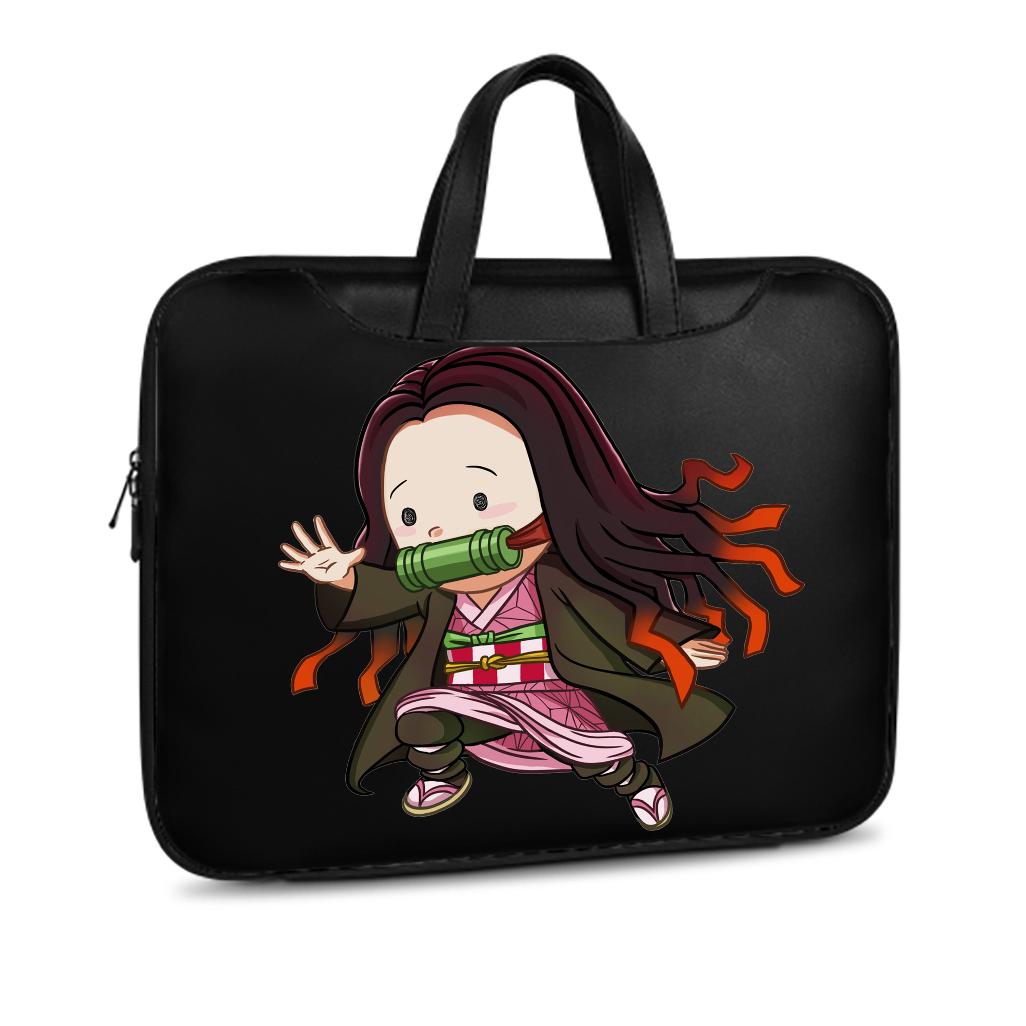 （画像用） 鬼滅の刃（きめつのやいば）竈門 禰󠄀豆子／かまど ねずこ Kamado Nezuko レザーラップトップバッグ　ノートパソコンケース