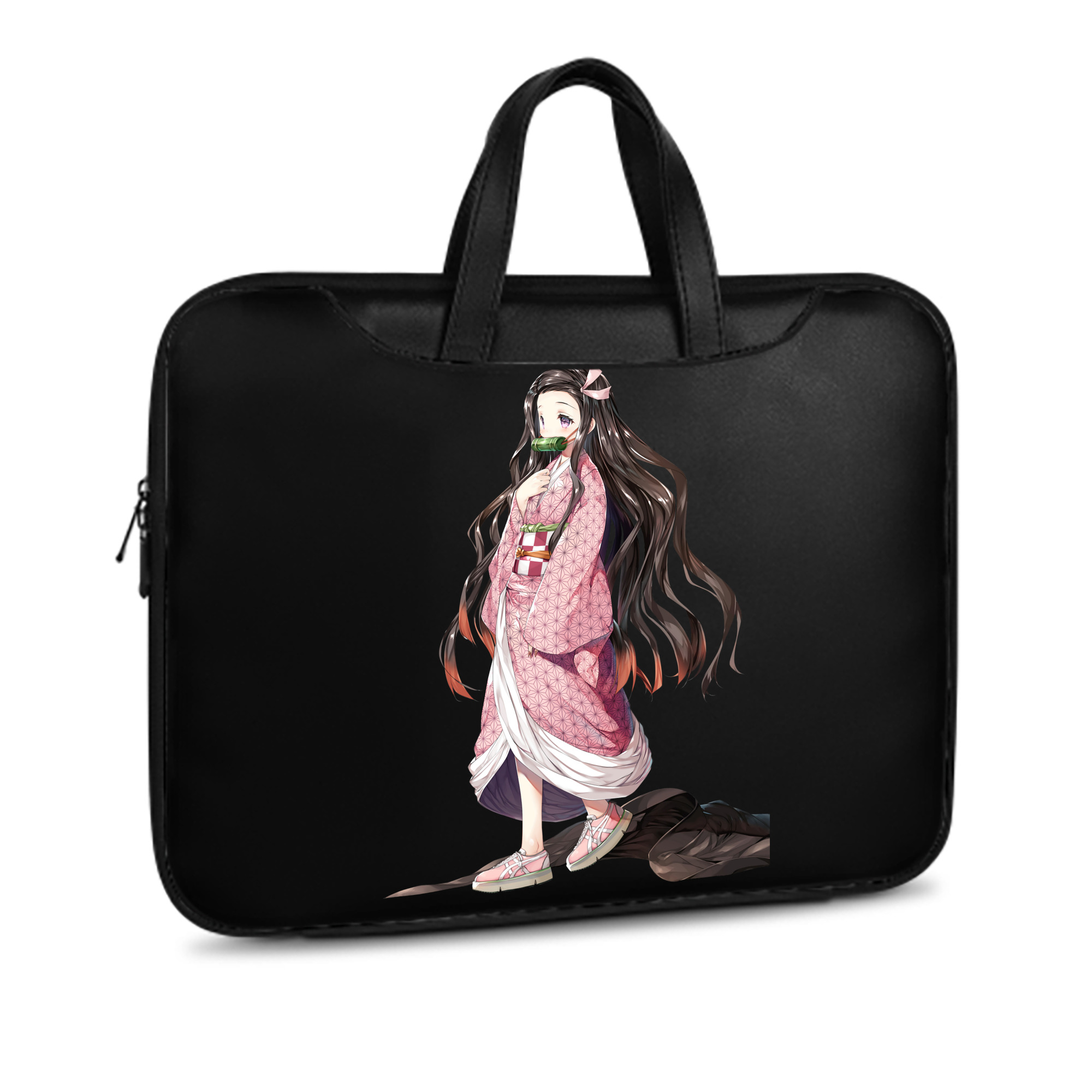 （画像用） 鬼滅の刃（きめつのやいば）竈門 禰󠄀豆子／かまど ねずこ Kamado Nezuko レザーラップトップバッグ　ノートパソコンケース