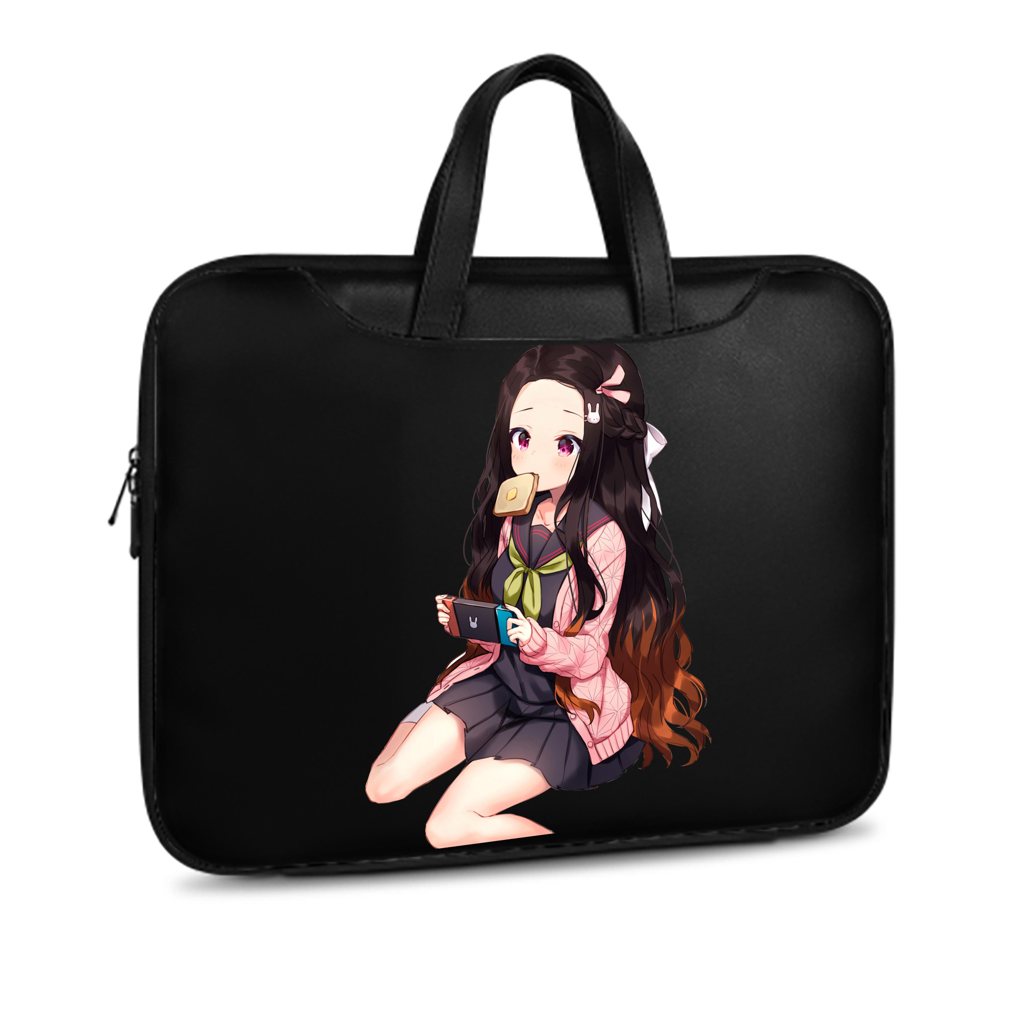 （画像用） 鬼滅の刃（きめつのやいば）竈門 禰󠄀豆子／かまど ねずこ Kamado Nezuko レザーラップトップバッグ　ノートパソコンケース