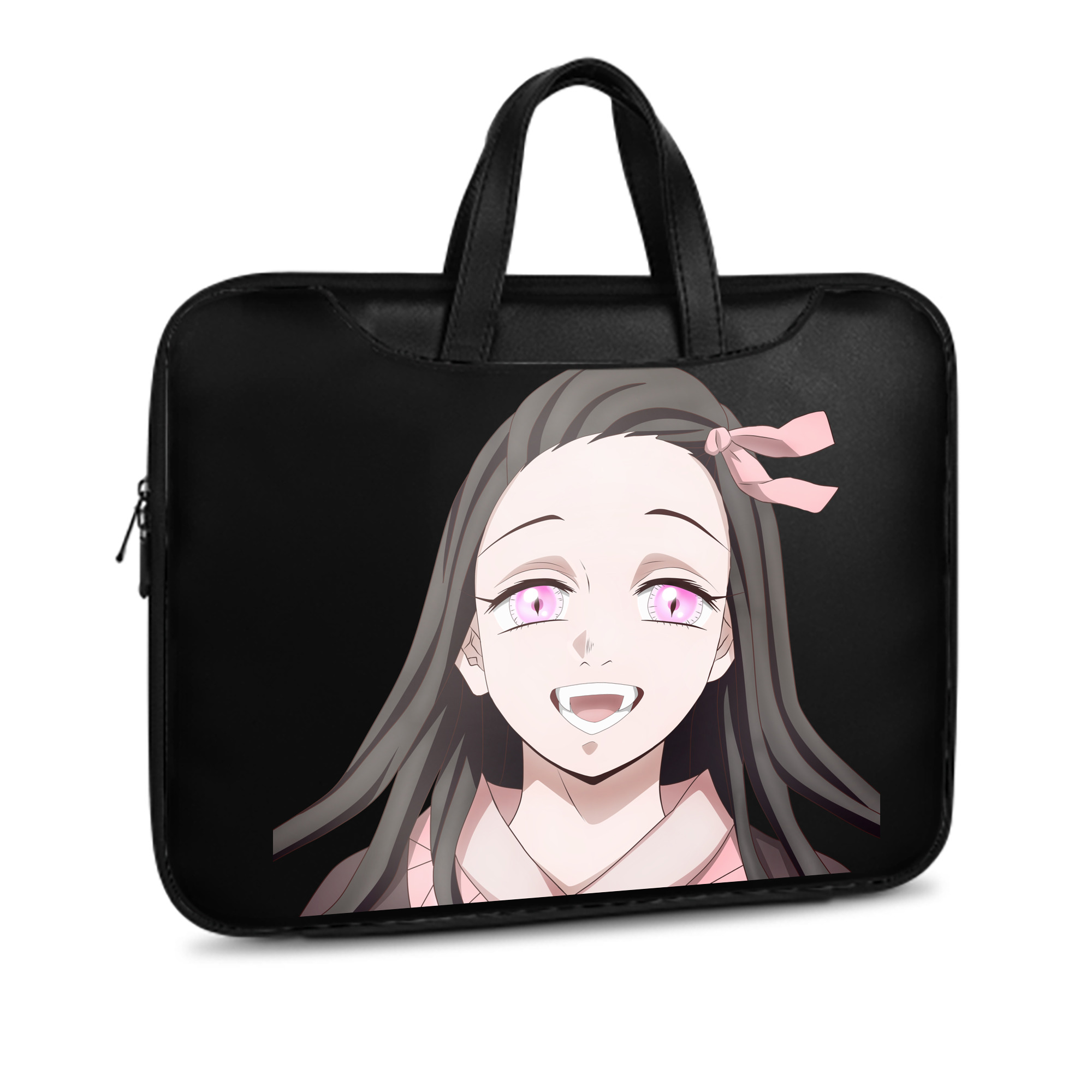 （画像用） 鬼滅の刃（きめつのやいば）竈門 禰󠄀豆子／かまど ねずこ Kamado Nezuko レザーラップトップバッグ　ノートパソコンケース