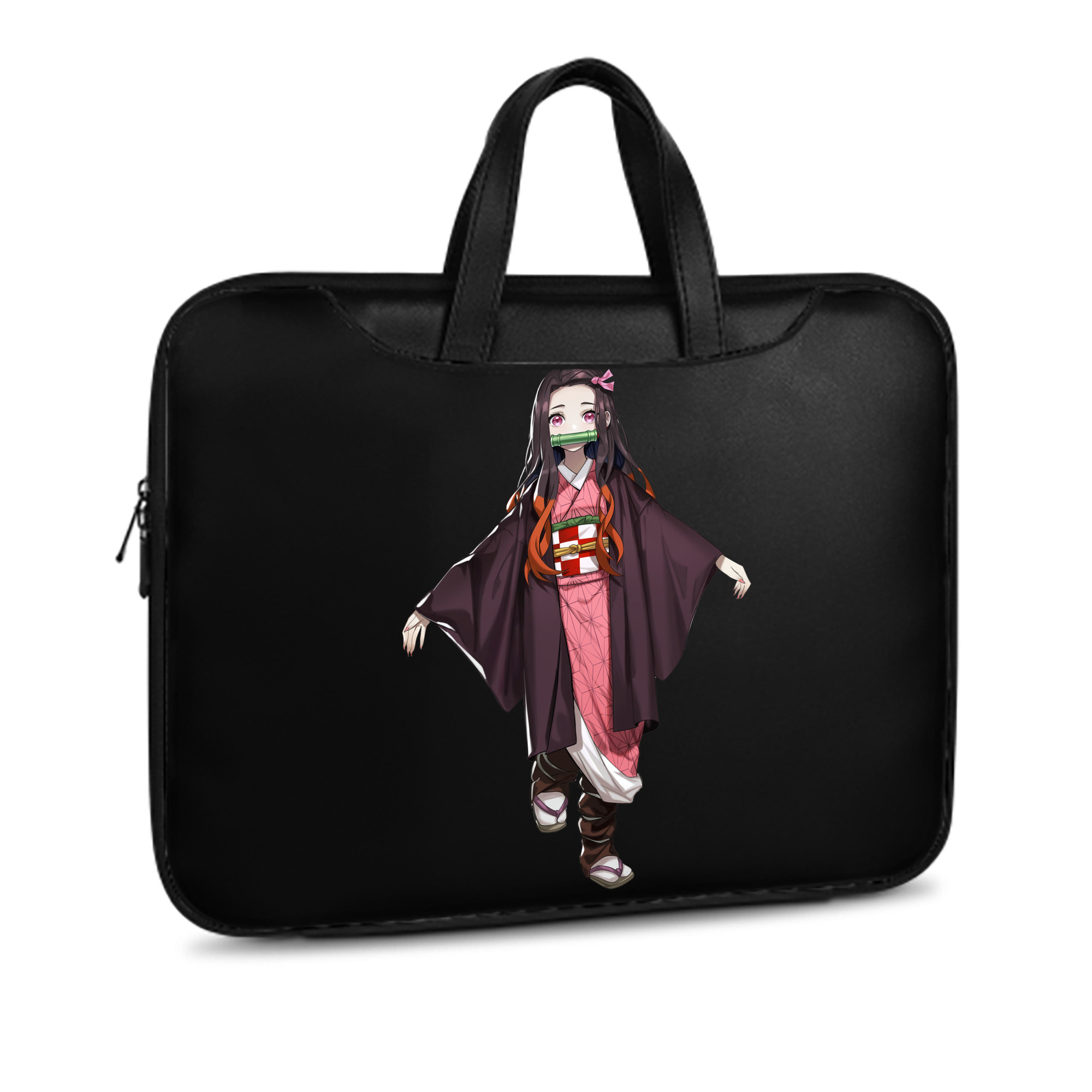 （画像用） 鬼滅の刃（きめつのやいば）竈門 禰󠄀豆子／かまど ねずこ Kamado Nezuko レザーラップトップバッグ　ノートパソコンケース