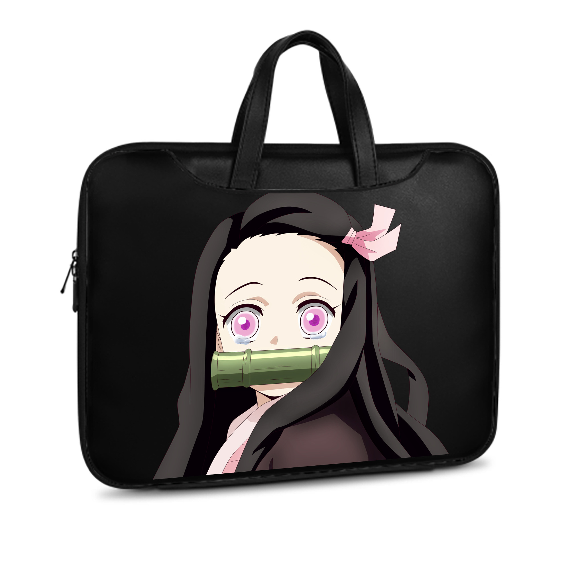 （画像用） 鬼滅の刃（きめつのやいば）竈門 禰󠄀豆子／かまど ねずこ Kamado Nezuko レザーラップトップバッグ　ノートパソコンケース