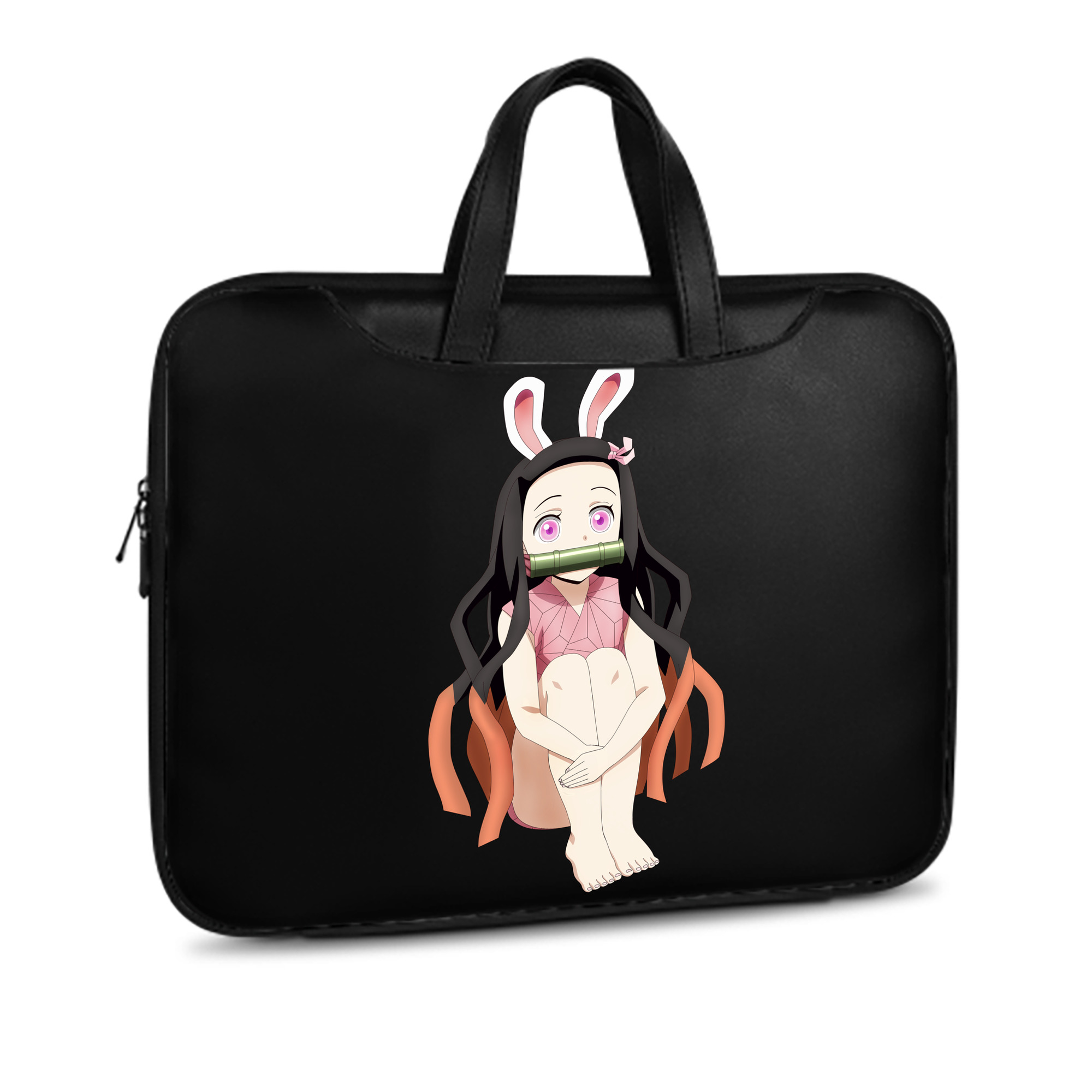 （画像用） 鬼滅の刃（きめつのやいば）竈門 禰󠄀豆子／かまど ねずこ Kamado Nezuko レザーラップトップバッグ　ノートパソコンケース