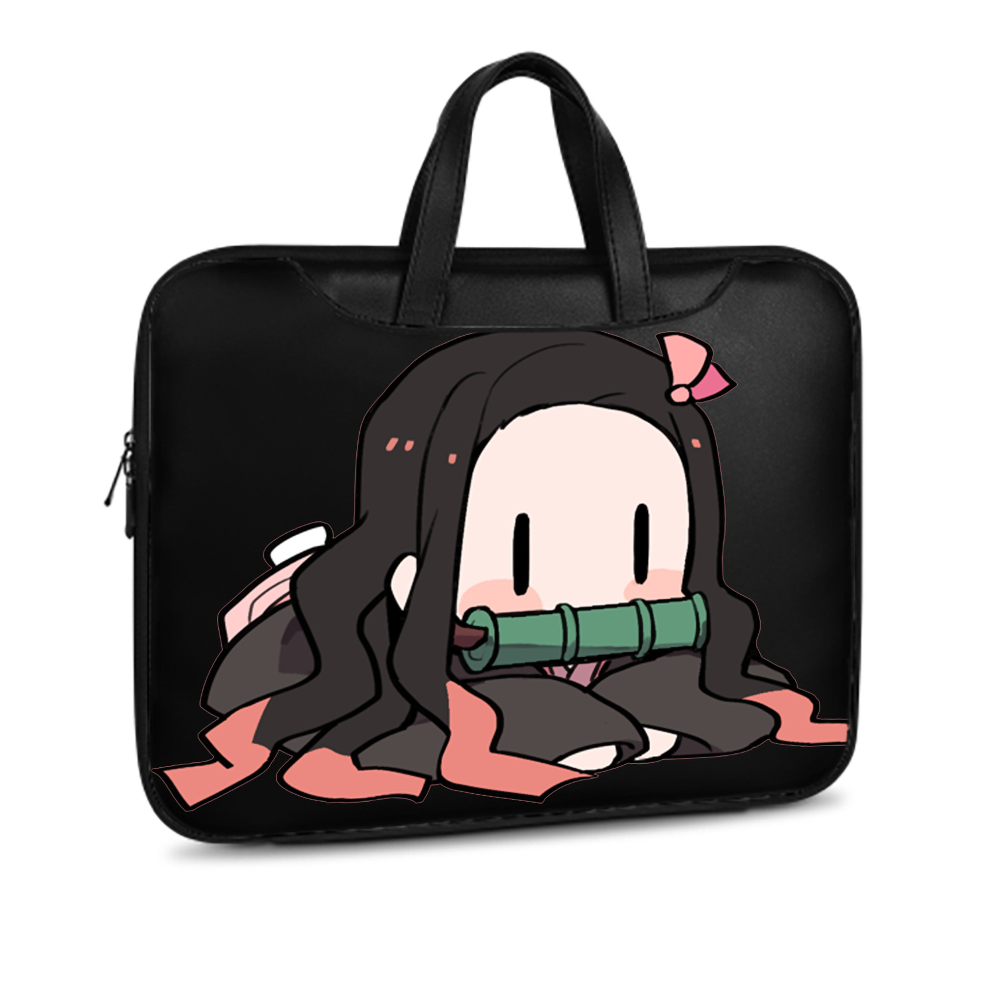 （画像用） 鬼滅の刃（きめつのやいば）竈門 禰󠄀豆子／かまど ねずこ Kamado Nezuko レザーラップトップバッグ　ノートパソコンケース