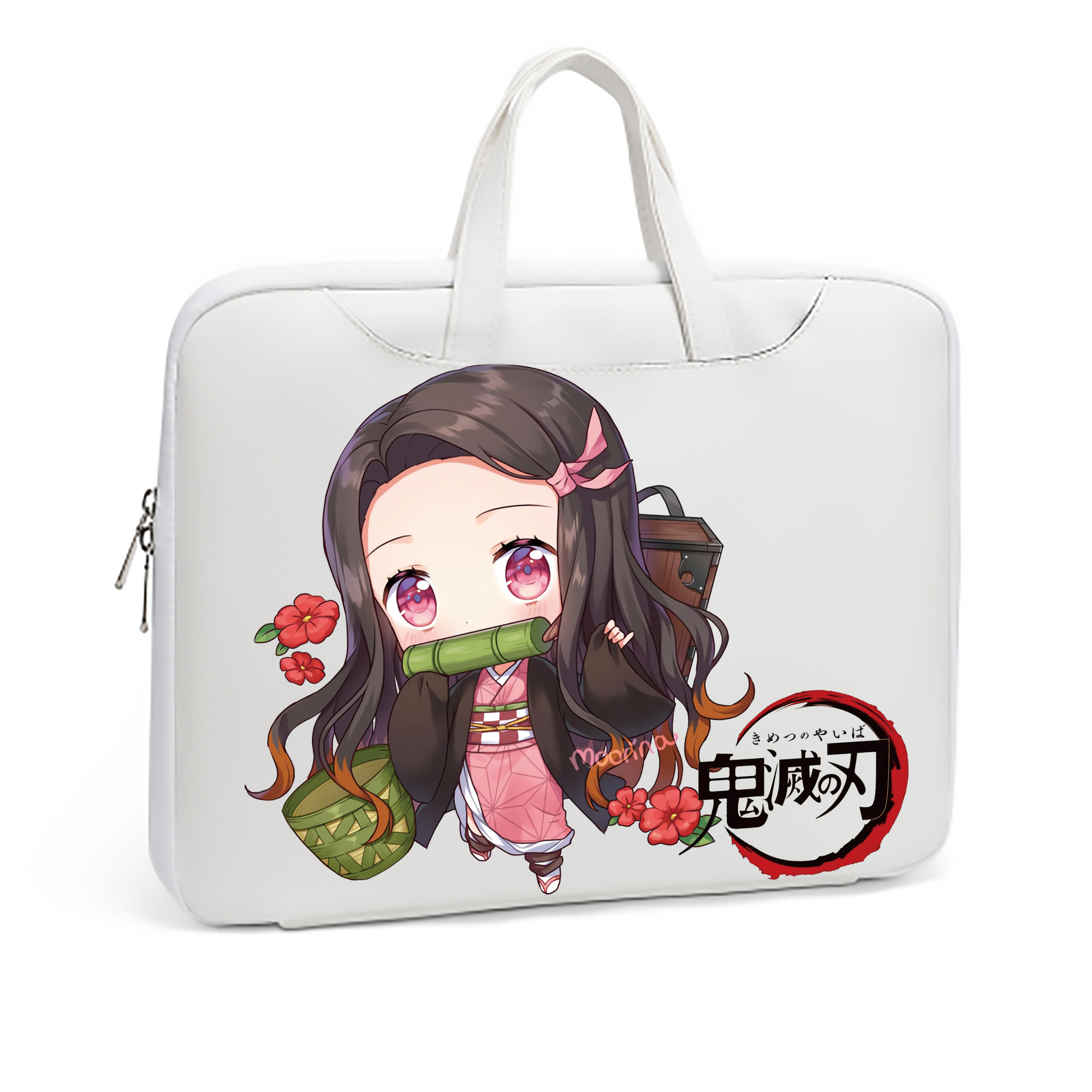 （画像用） 鬼滅の刃（きめつのやいば）竈門 禰󠄀豆子／かまど ねずこ Kamado Nezuko レザーラップトップバッグ　ノートパソコンケース