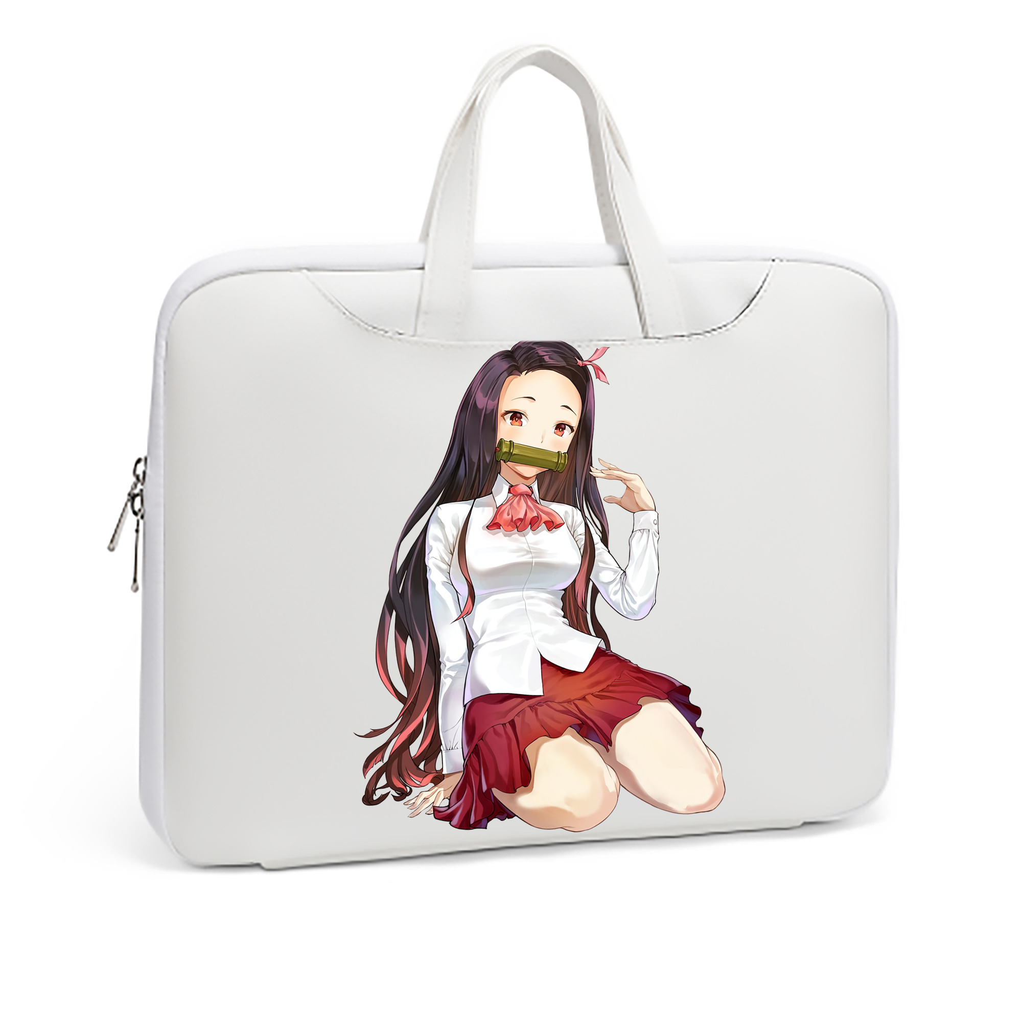 （画像用） 鬼滅の刃（きめつのやいば）竈門 禰󠄀豆子／かまど ねずこ Kamado Nezuko レザーラップトップバッグ　ノートパソコンケース