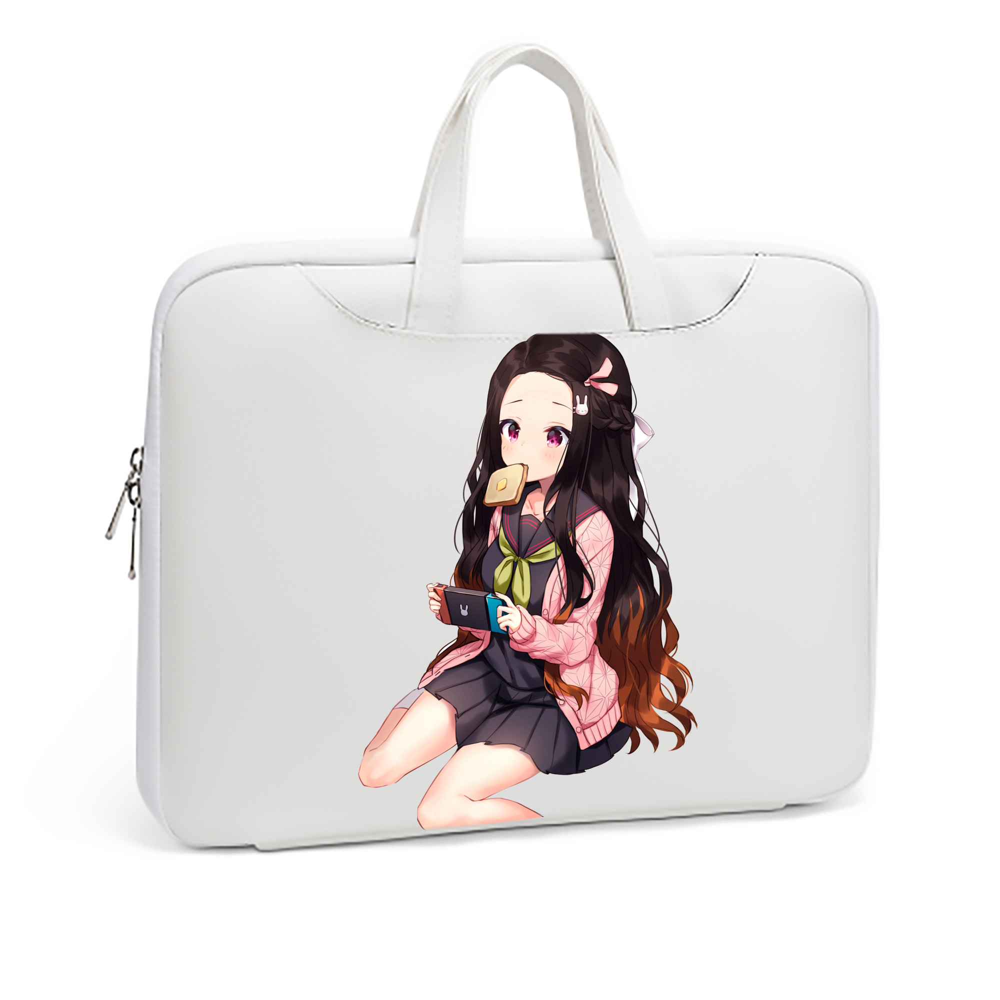（画像用） 鬼滅の刃（きめつのやいば）竈門 禰󠄀豆子／かまど ねずこ Kamado Nezuko レザーラップトップバッグ　ノートパソコンケース