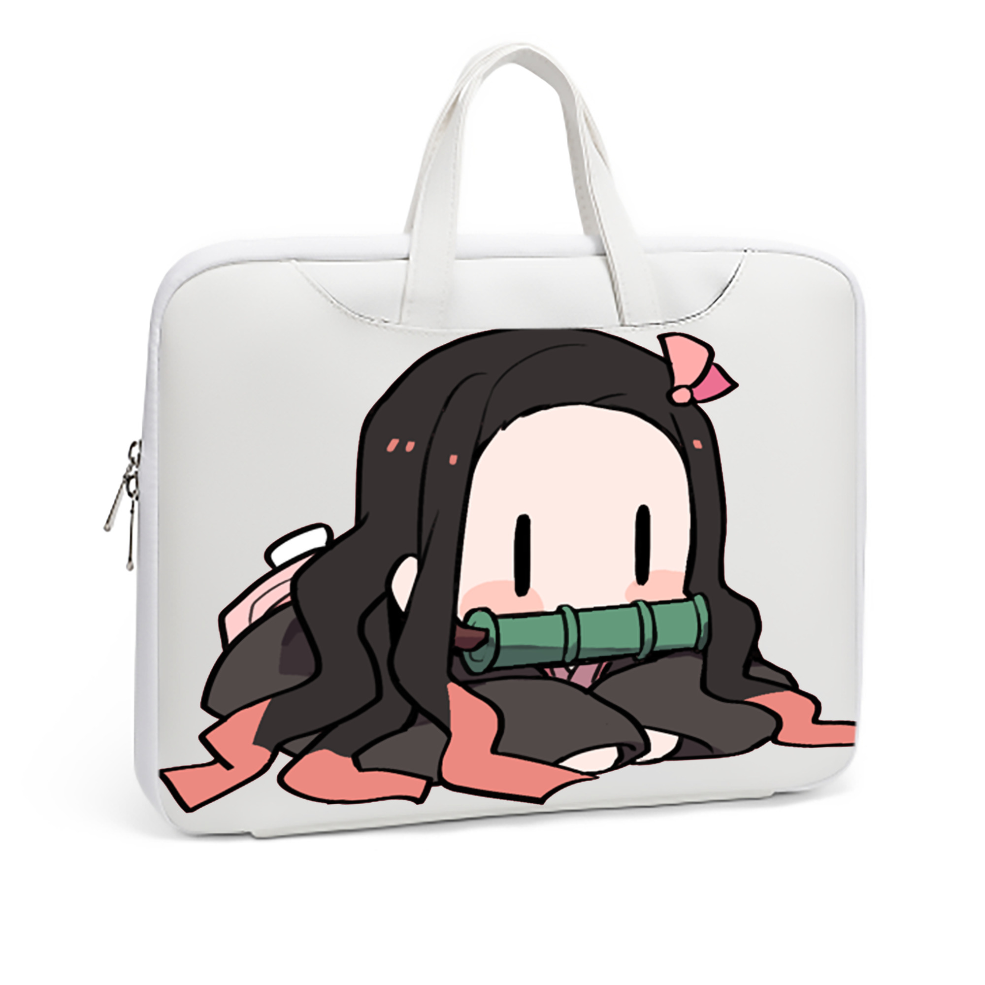 （画像用） 鬼滅の刃（きめつのやいば）竈門 禰󠄀豆子／かまど ねずこ Kamado Nezuko レザーラップトップバッグ　ノートパソコンケース