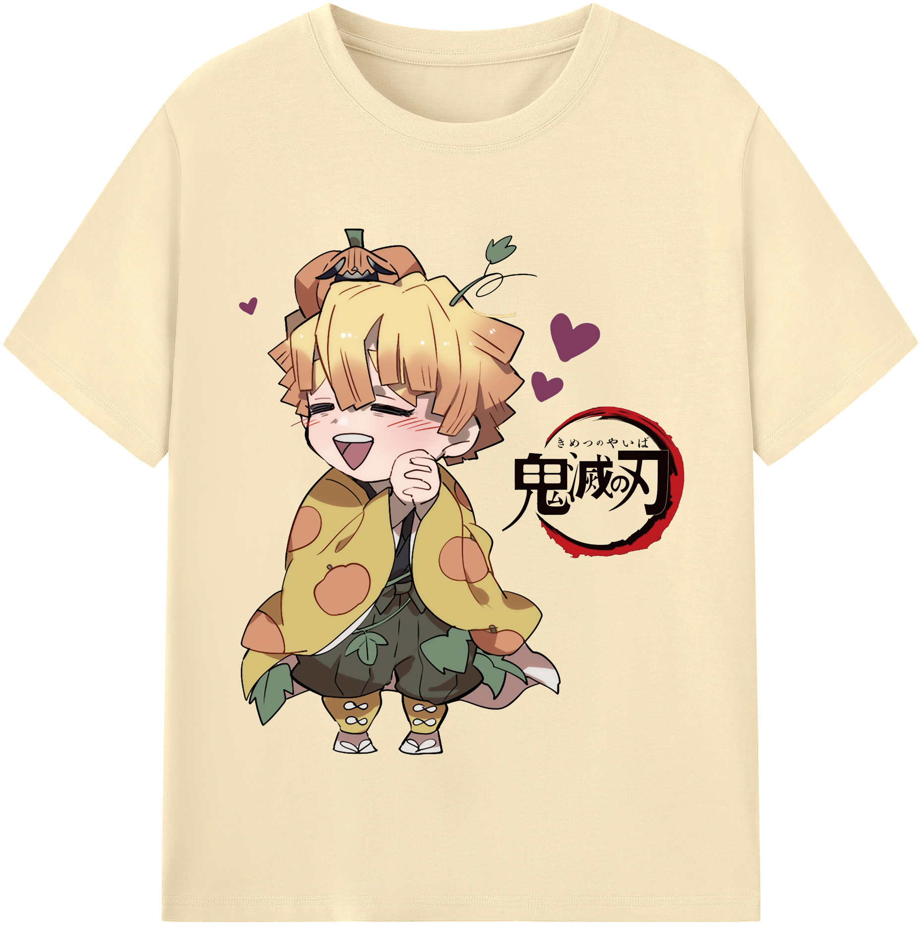 （画像用） 鬼滅の刃（きめつのやいば）我妻 善逸／あがつま ぜんいつ Agatsuma Zenitsu 綿100％半袖Tシャツ（フロントプリント）