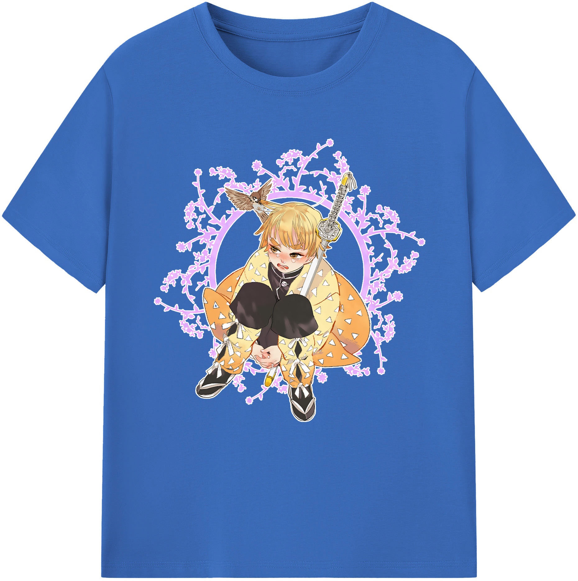 （画像用） 鬼滅の刃（きめつのやいば）我妻 善逸／あがつま ぜんいつ Agatsuma Zenitsu 綿100％半袖Tシャツ（フロントプリント）